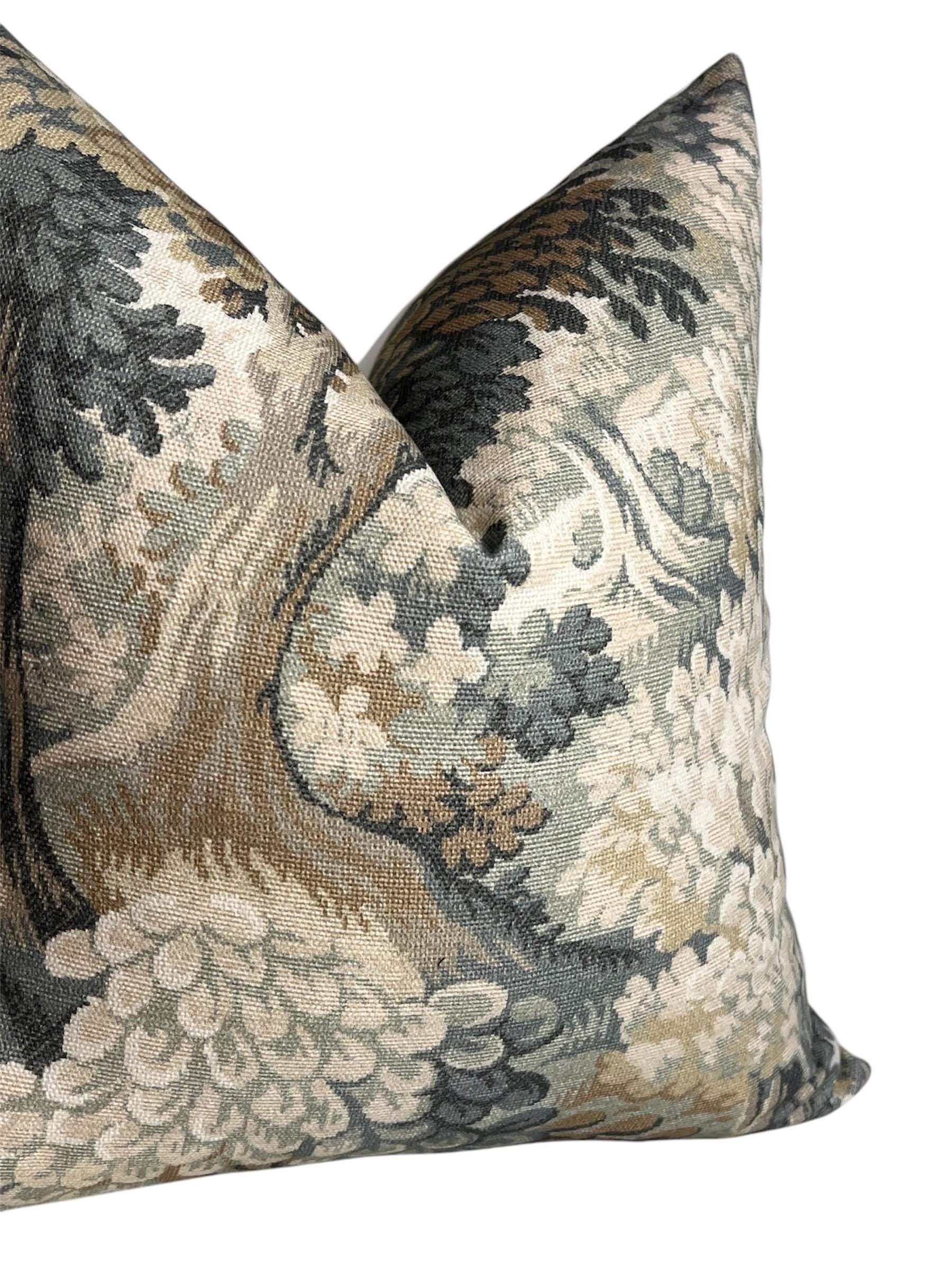 Moody Forest Pillow, Forest Tapestry Pillow, Into the Woods Printed Cotton Pillow, Forest Green Verdure, Jewel Tone Pillow, Somerset Woods