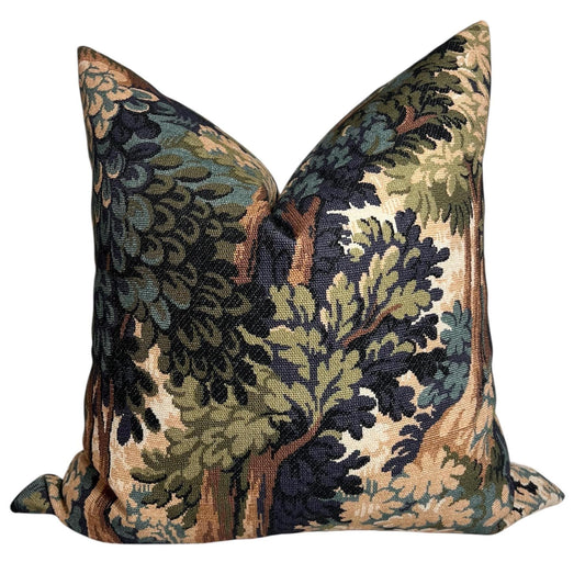 Moody Forest Pillow, Forest Tapestry Pillow, Into the Woods Printed Cotton Pillow, Forest Green Verdure, Jewel Tone Pillow, Somerset Woods