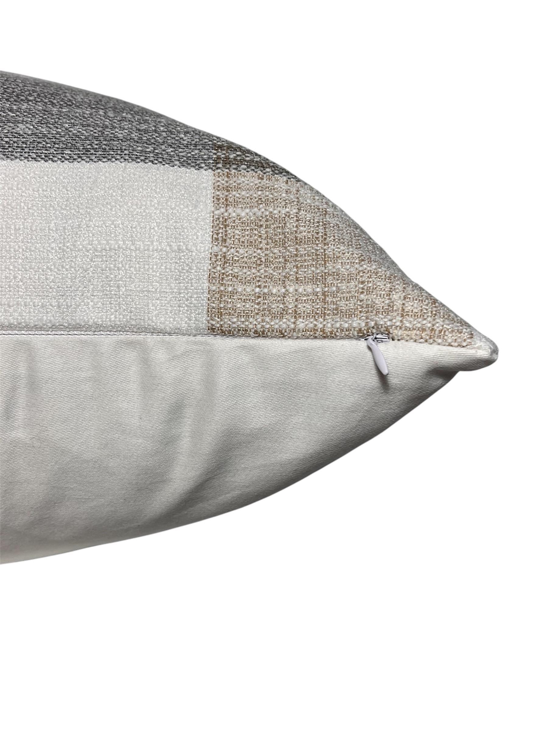 Plaid Linen Pillow Cover, Beige & Gray Buffalo Check Cushion