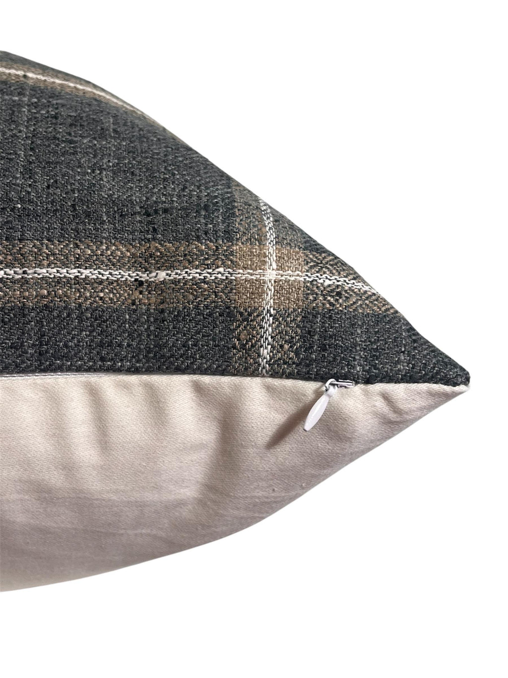 Beige and Blue-Gray Plaid Cushion, Plaid Linen Pillow Cover, Neutral Toned Cushion, Buffalo Check Accent Pillow, Modern Farmhouse Cushion