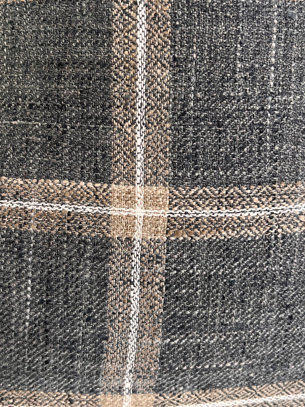 Beige and Blue-Gray Plaid Cushion, Plaid Linen Pillow Cover, Neutral Toned Cushion, Buffalo Check Accent Pillow, Modern Farmhouse Cushion