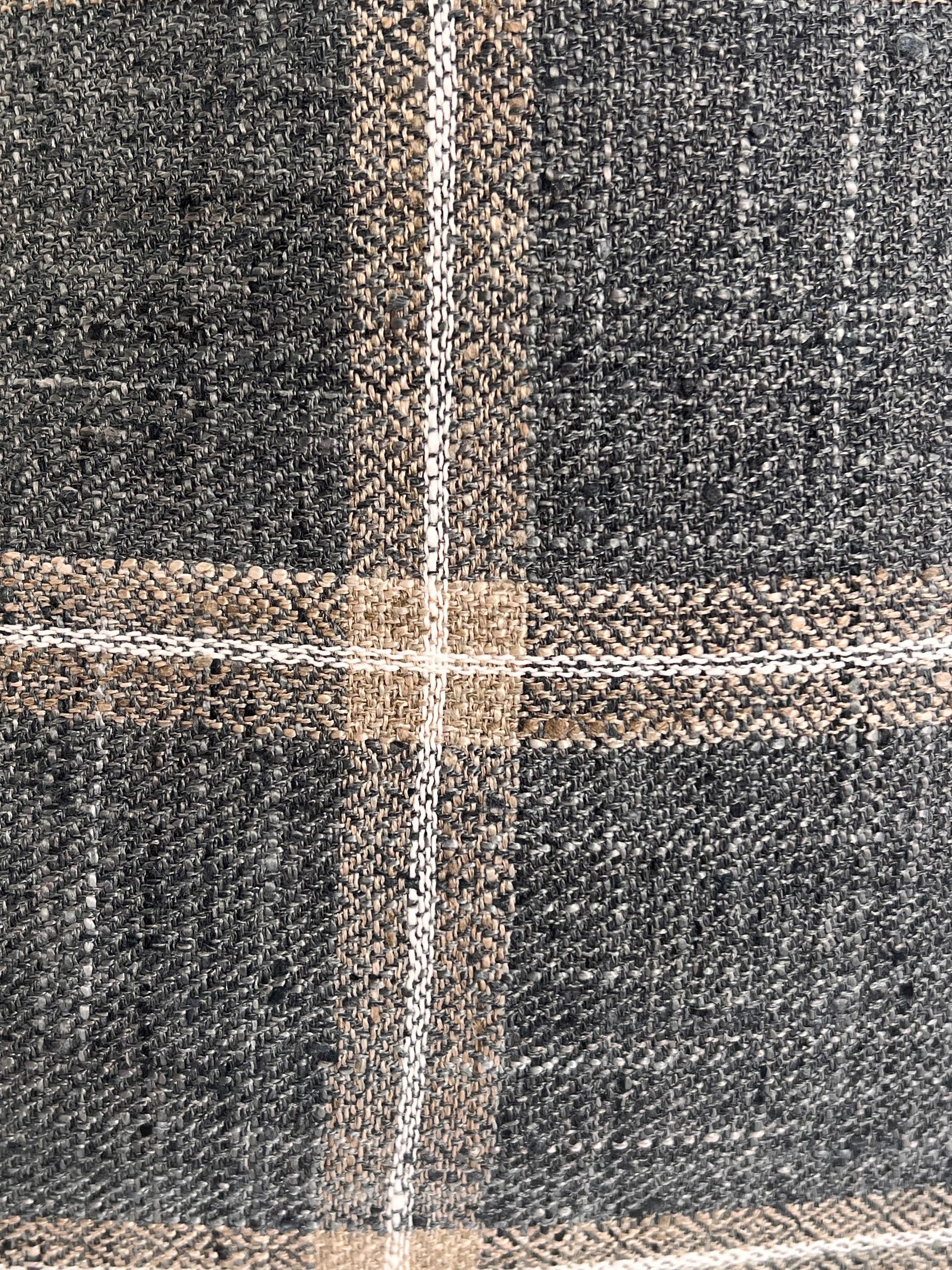 Beige and Blue-Gray Plaid Cushion, Plaid Linen Pillow Cover, Neutral Toned Cushion, Buffalo Check Accent Pillow, Modern Farmhouse Cushion