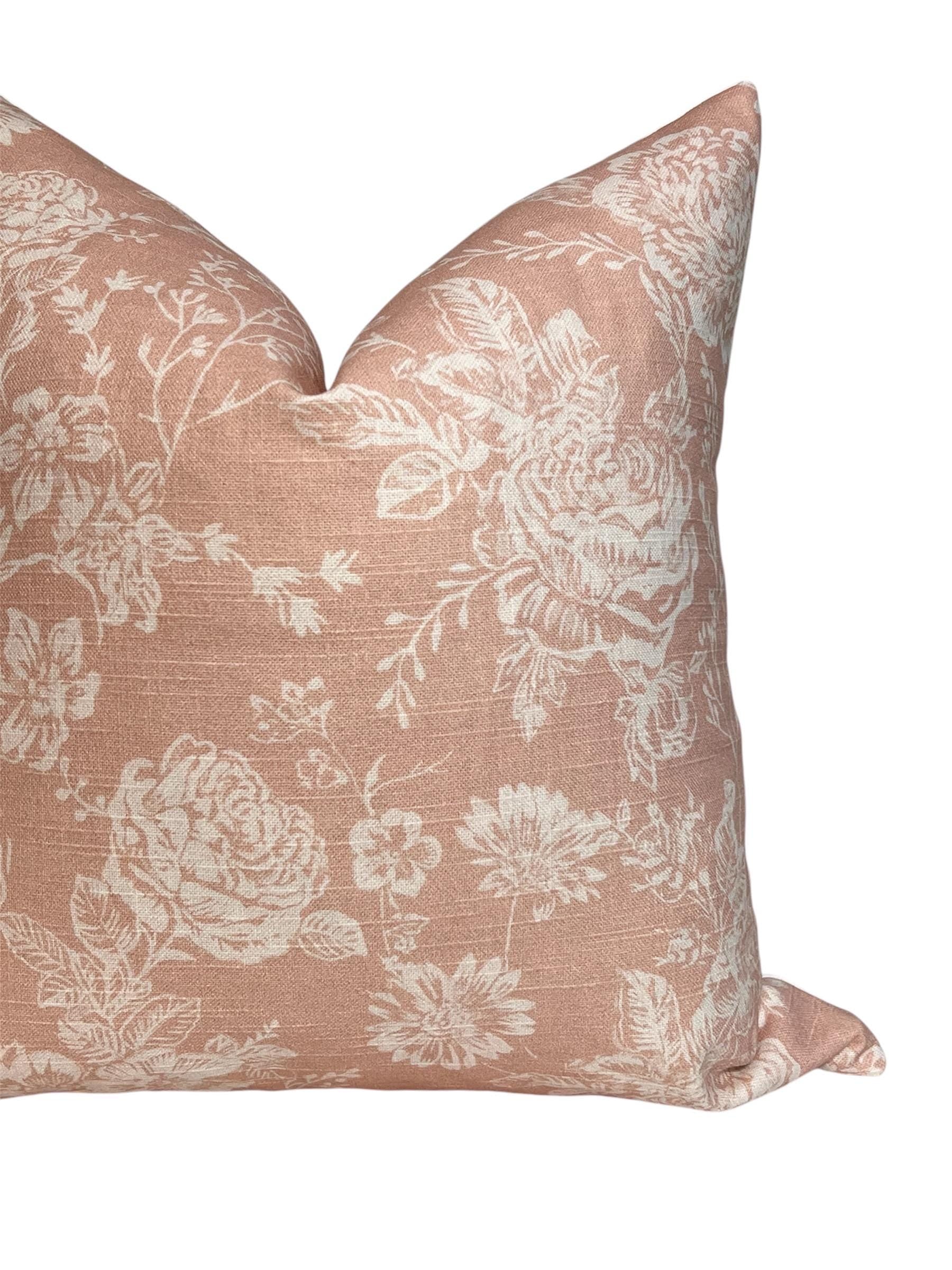 Blush Floral Pillow Cover, Handmade Rose Accent Pillow