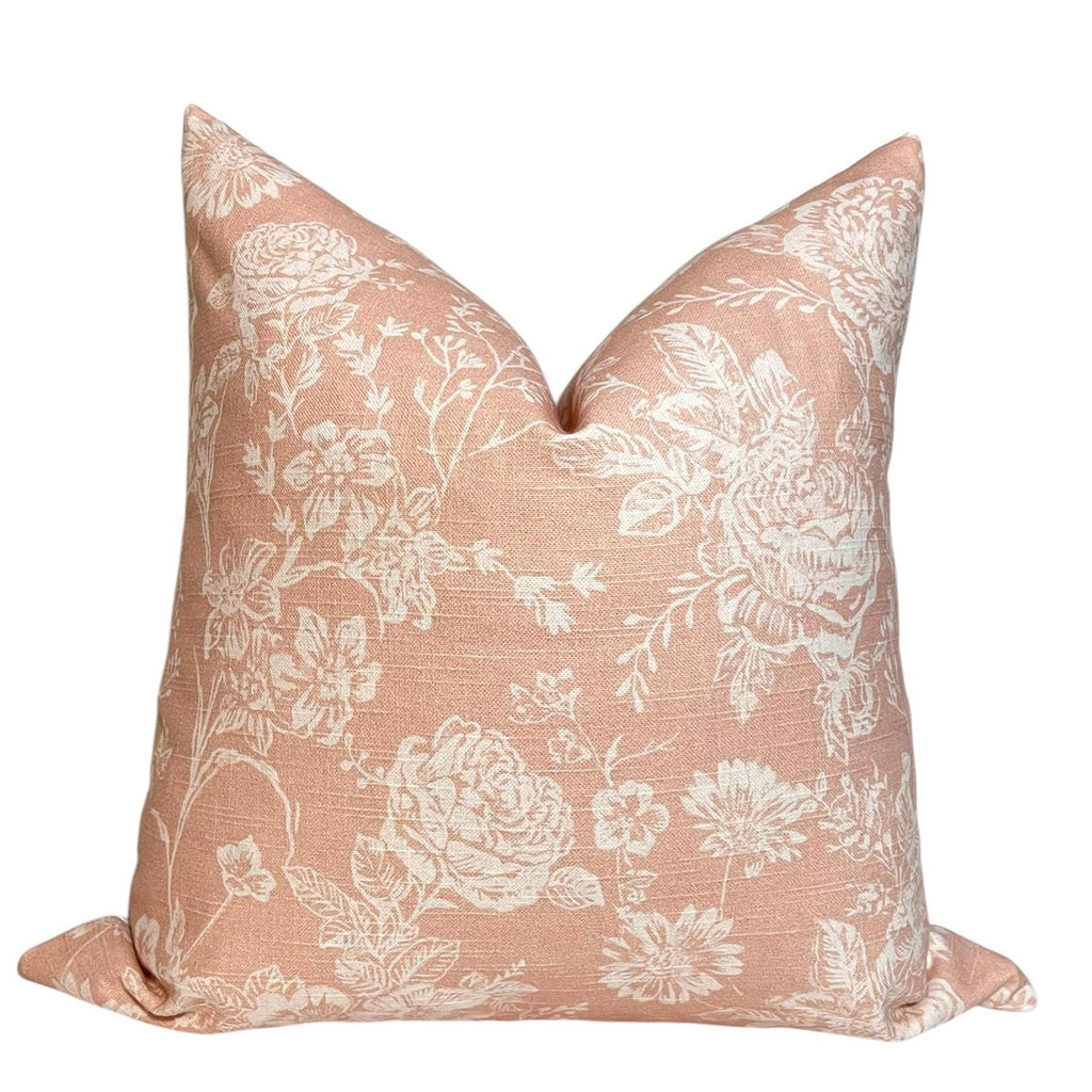 Blush Floral Pillow Cover, Handmade Rose Accent Pillow