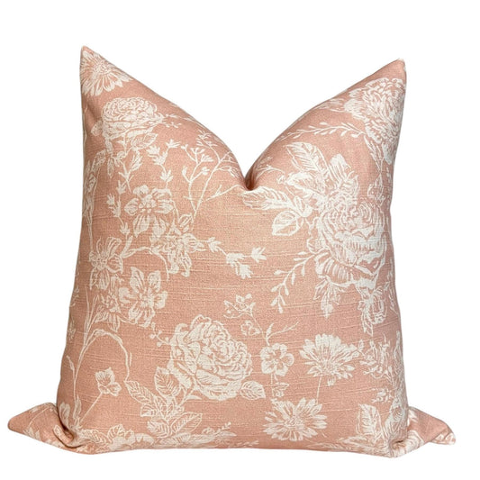 Blush Floral Pillow Cover, Peach Botanical Pillow Cover, Elegant Pink Floral Pillow Cover, Vintage Floral Accent Pillow