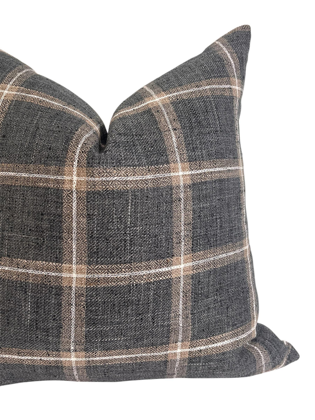 Beige and Blue-Gray Plaid Cushion, Plaid Linen Pillow Cover, Neutral Toned Cushion, Buffalo Check Accent Pillow, Modern Farmhouse Cushion