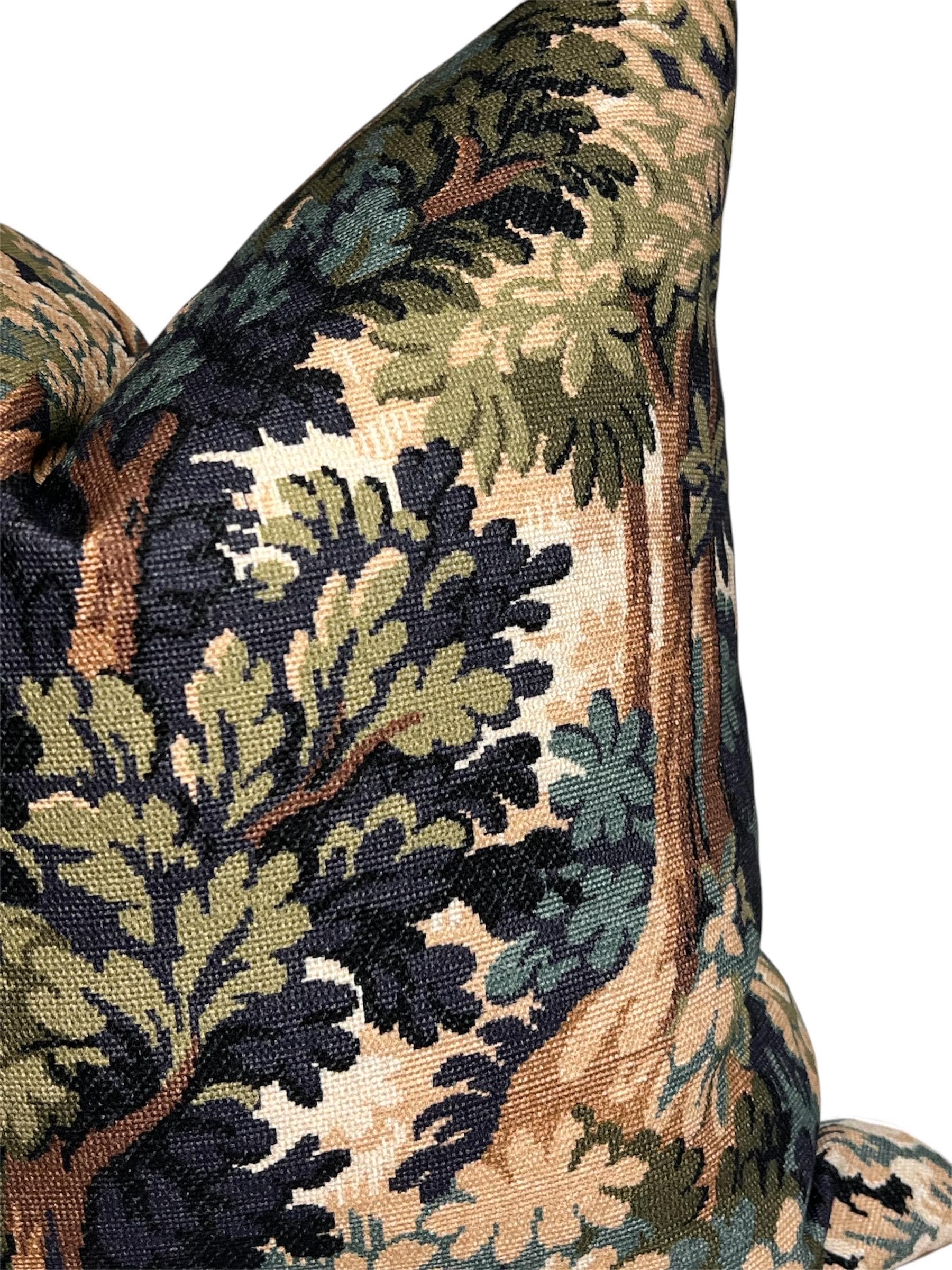 Moody Forest Pillow, Forest Tapestry Pillow, Into the Woods Printed Cotton Pillow, Forest Green Verdure, Jewel Tone Pillow, Somerset Woods