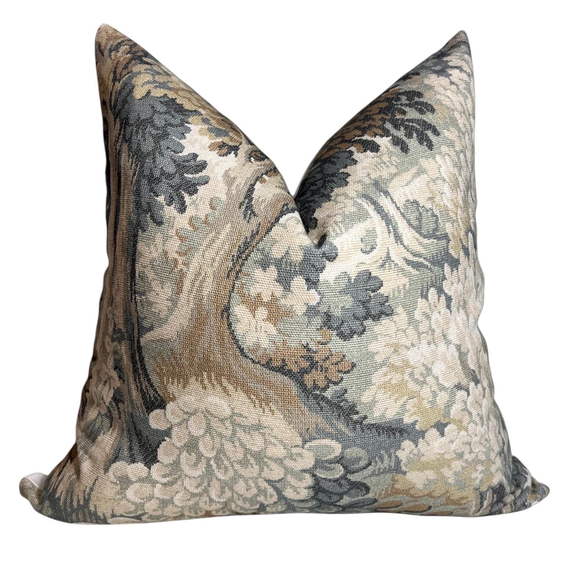 Moody Forest Pillow, Forest Tapestry Pillow, Into the Woods Printed Cotton Pillow, Forest Green Verdure, Jewel Tone Pillow, Somerset Woods