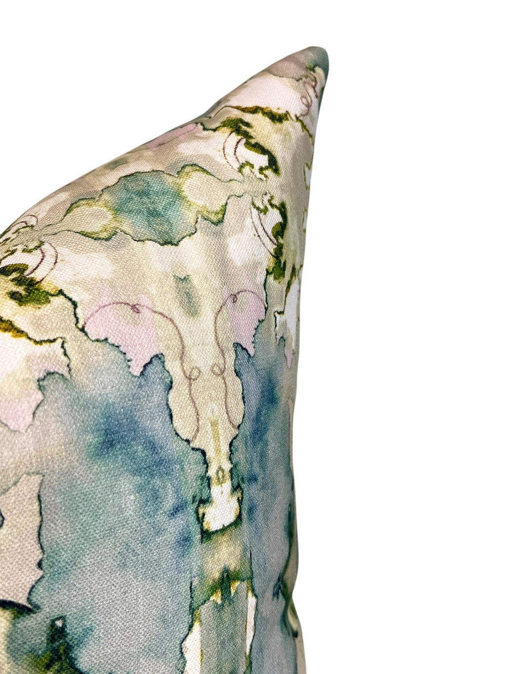 Dutchess Juniper Pillow Cover, Blue - Green Contemporary Pillow, Abstract Watercolor Pillow