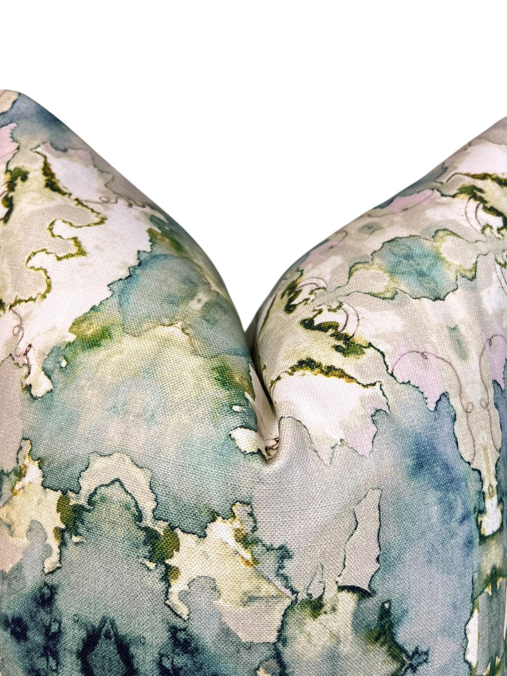 Dutchess Juniper Pillow Cover, Blue - Green Contemporary Pillow, Abstract Watercolor Pillow
