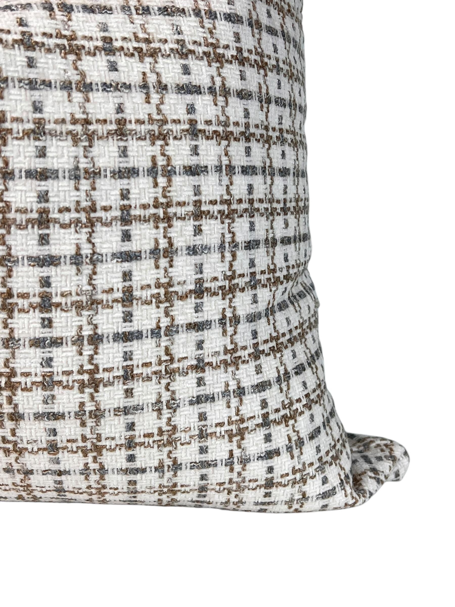 Handmade Brown Plaid Pillow Cover, Basketweave Woven Cushion