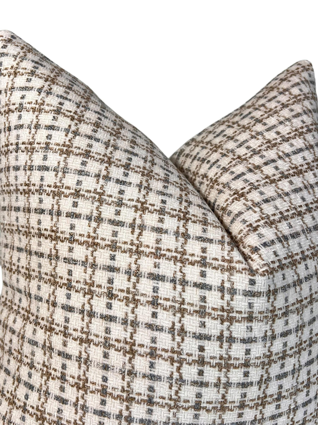 Handmade Brown Plaid Pillow Cover, Basketweave Woven Cushion