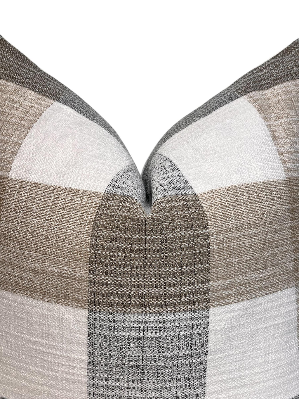 Plaid Linen Pillow Cover, Beige & Gray Buffalo Check Cushion
