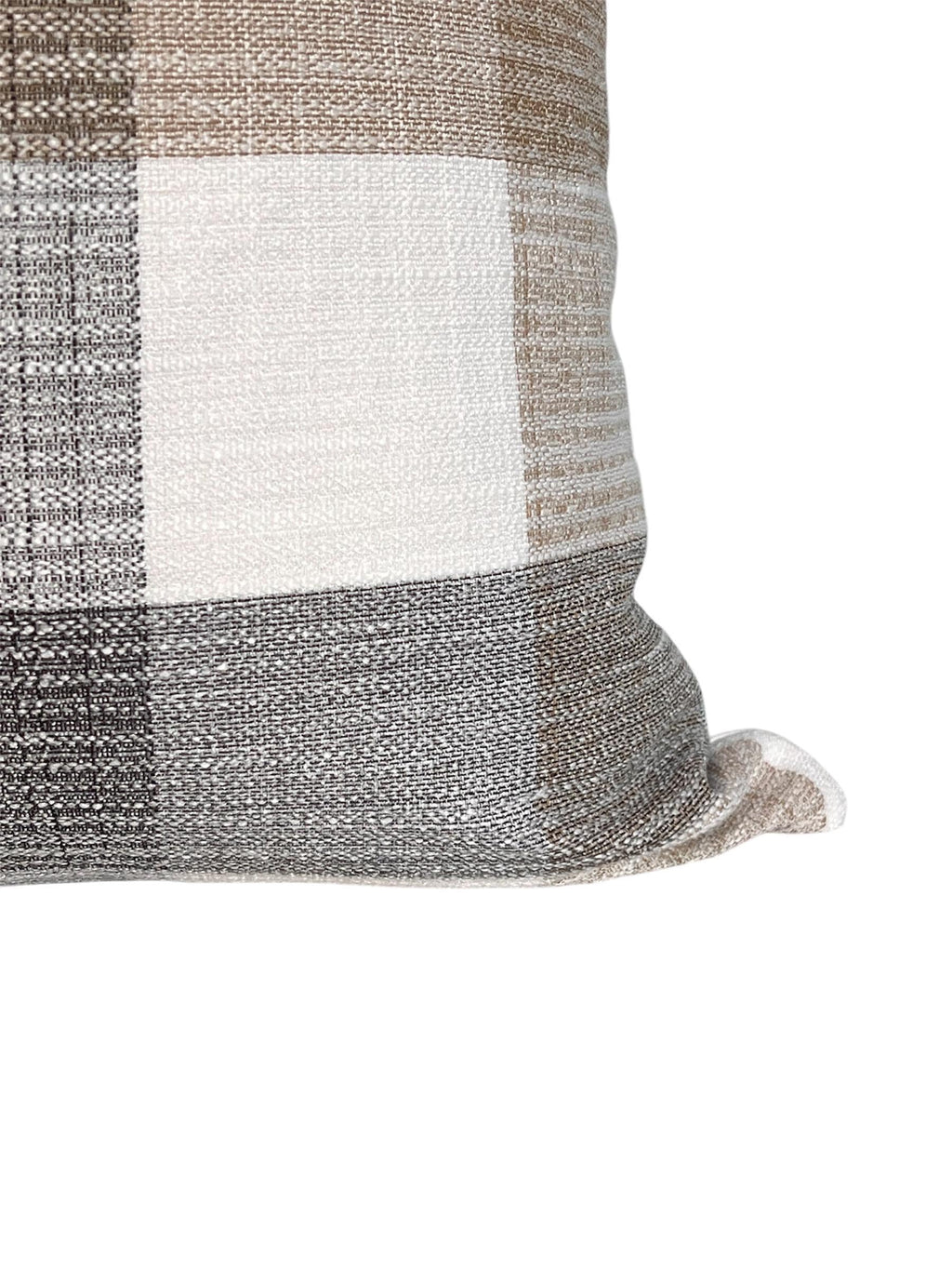 Plaid Linen Pillow Cover, Beige & Gray Buffalo Check Cushion
