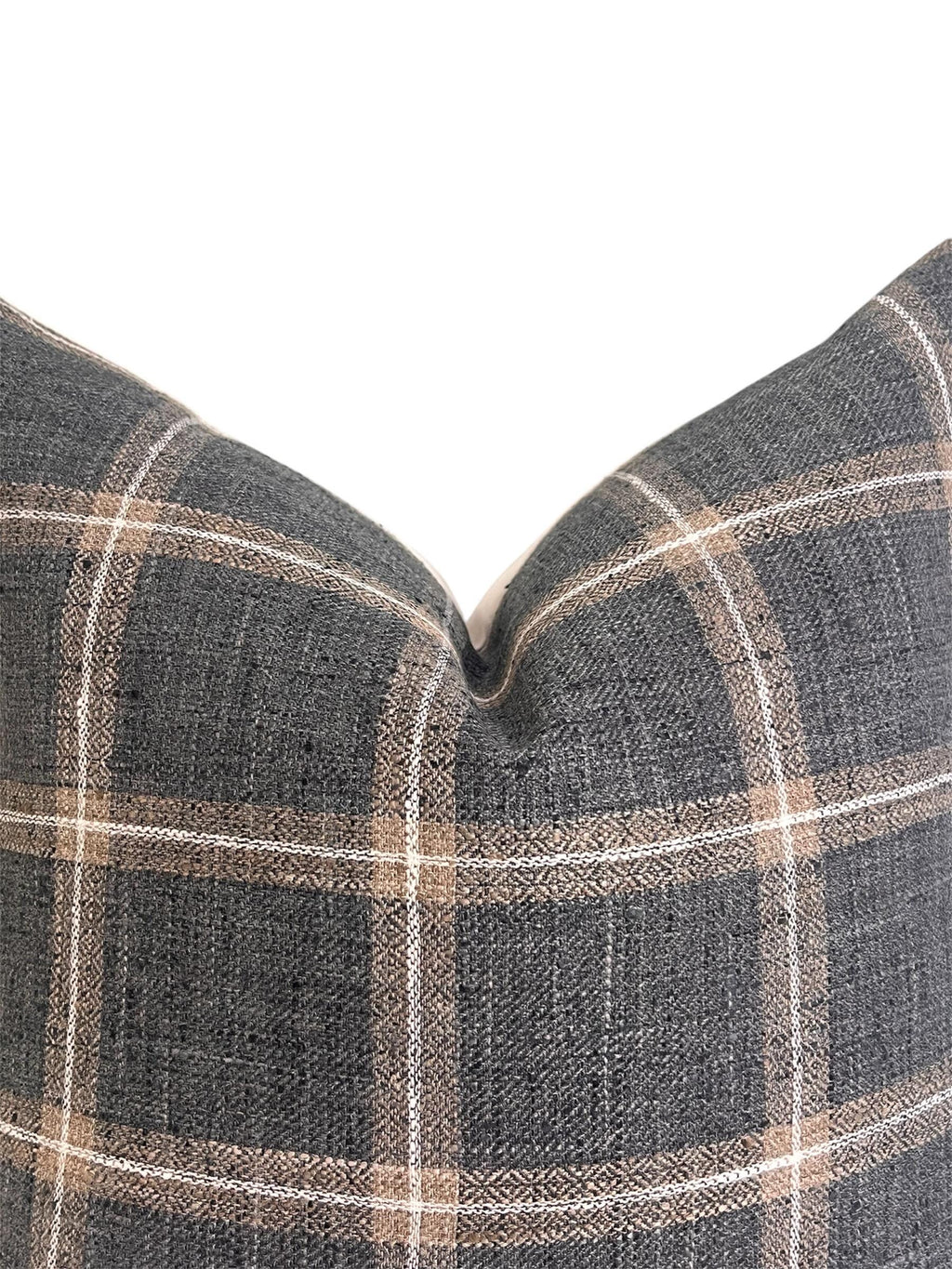 Beige and Blue-Gray Plaid Cushion, Plaid Linen Pillow Cover, Neutral Toned Cushion, Buffalo Check Accent Pillow, Modern Farmhouse Cushion