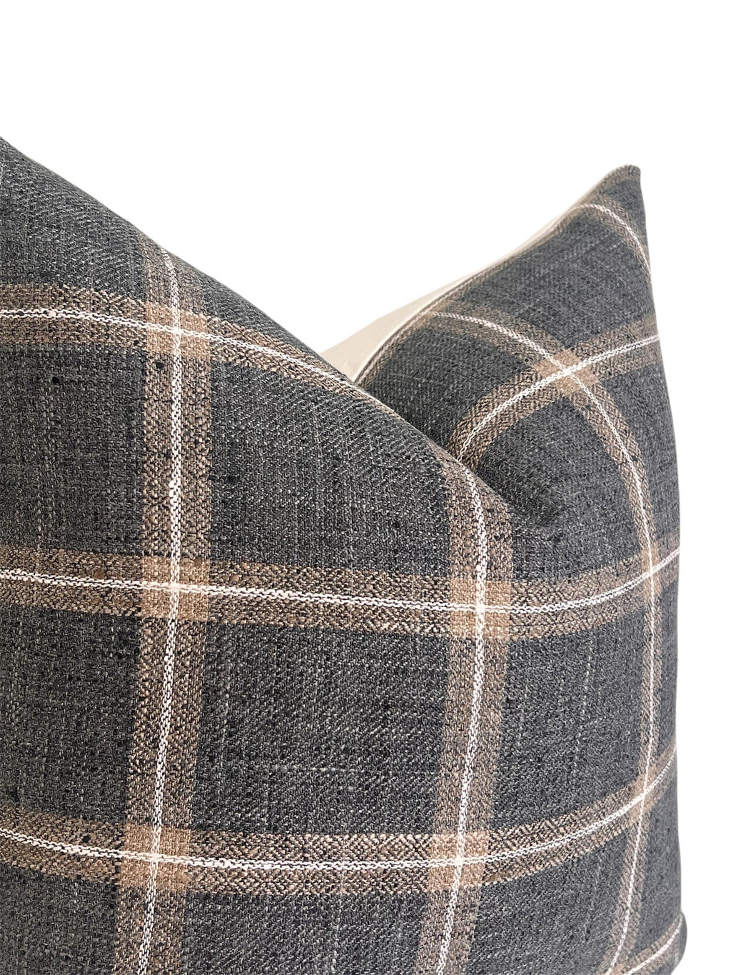 Beige and Blue-Gray Plaid Cushion, Plaid Linen Pillow Cover, Neutral Toned Cushion, Buffalo Check Accent Pillow, Modern Farmhouse Cushion