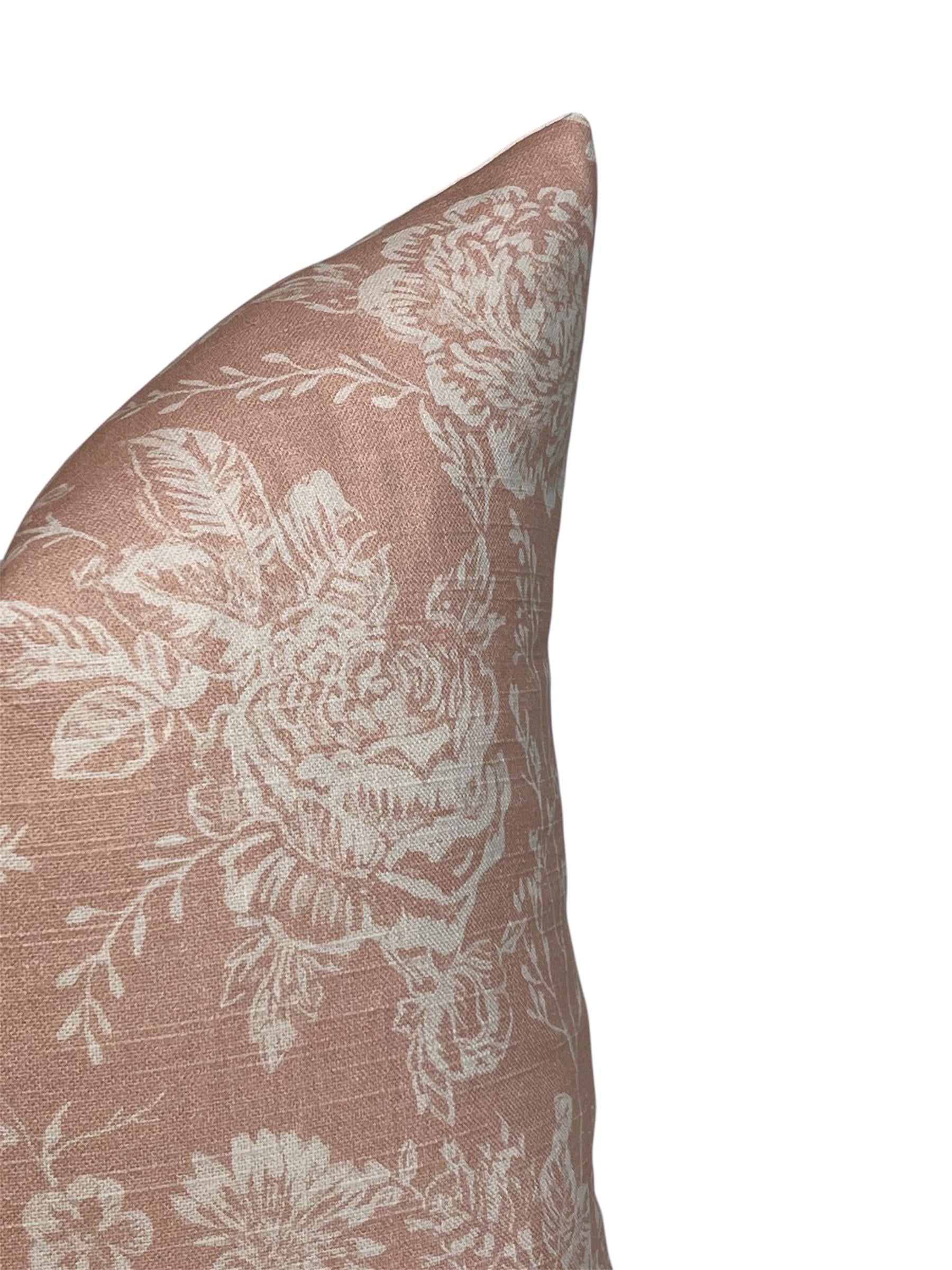 Blush Floral Pillow Cover, Handmade Rose Accent Pillow