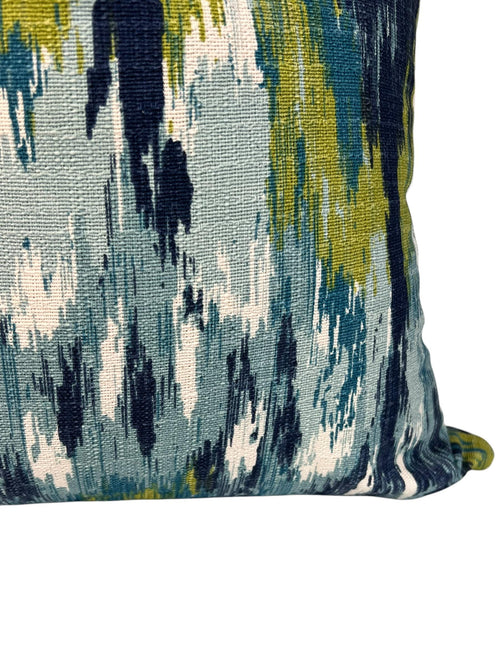 Blue Ikat Throw Pillow Cover, Abstract Design, Handmade in USA