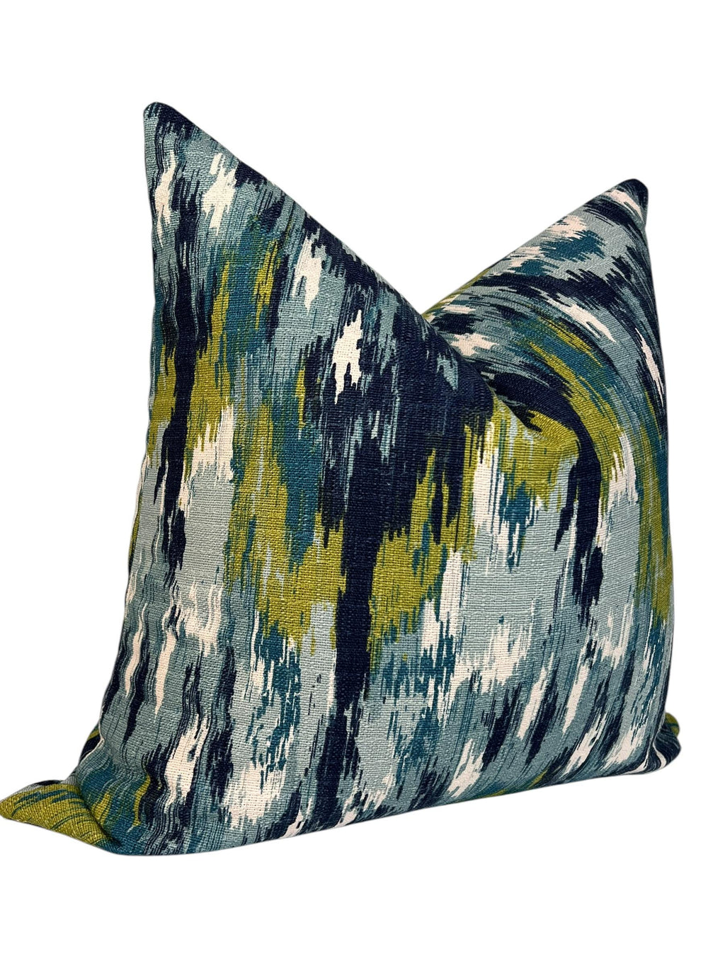 Blue Ikat Throw Pillow Cover, Abstract Design, Handmade in USA