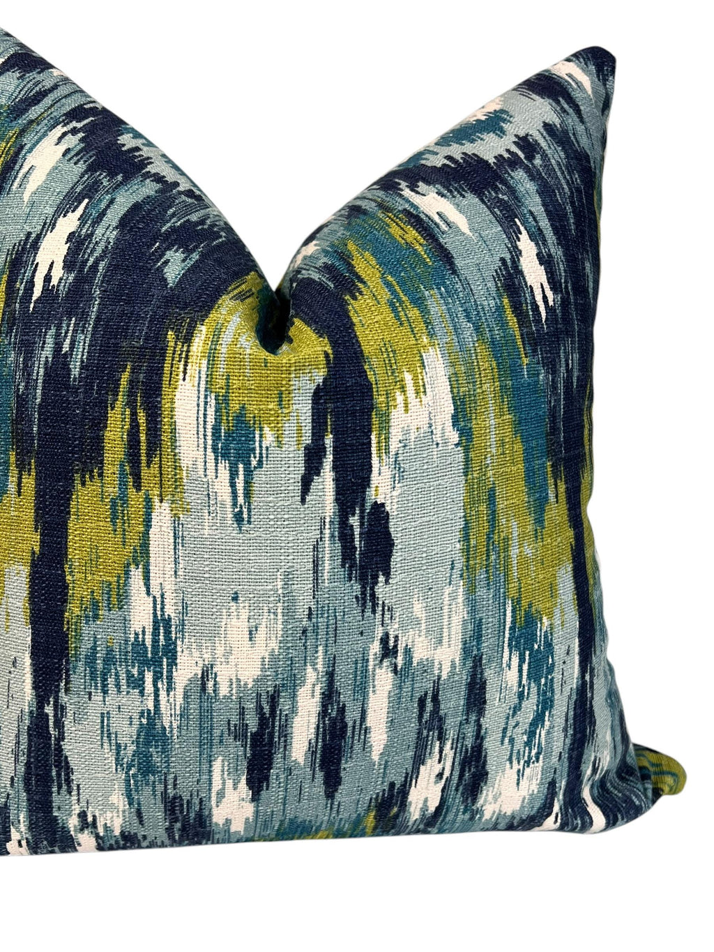 Blue Ikat Throw Pillow Cover, Abstract Design, Handmade in USA