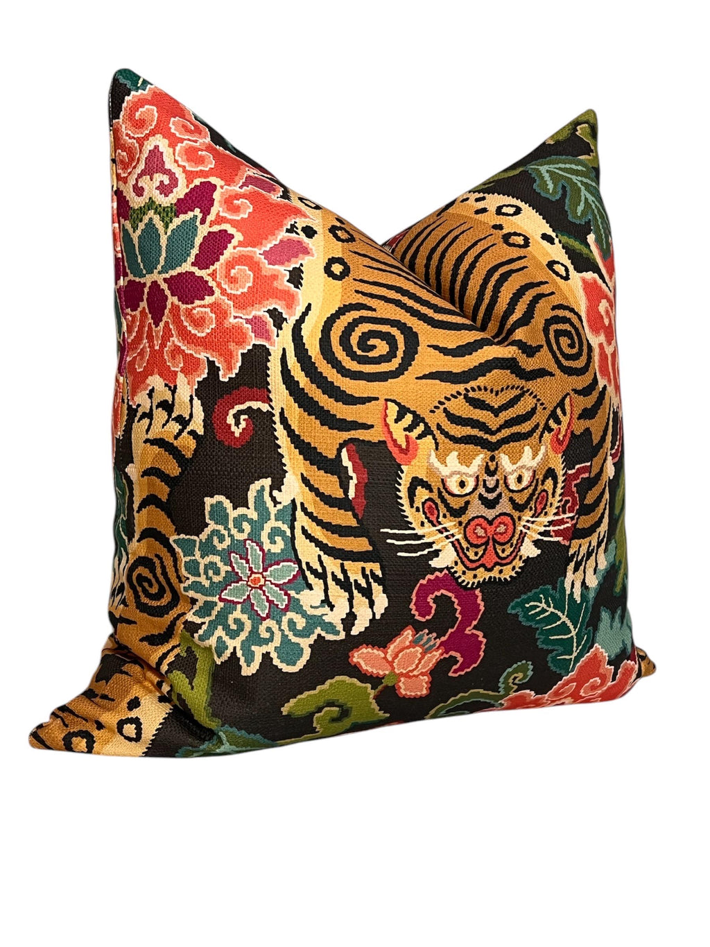 Tiger Eye Pillow Cover, Tibet Tiger Eye, Designer Pillow Cover, Tiger Eye Slate Cushion, Chinoiserie Pillow Cover, Multi Color Tiger Cushion