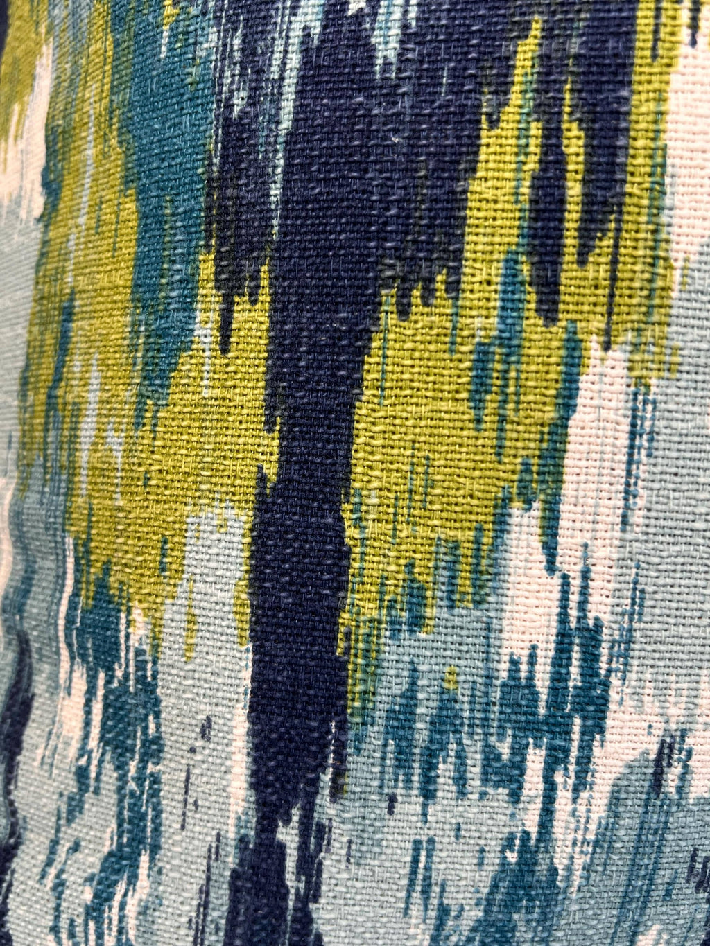 Blue Ikat Throw Pillow Cover, Abstract Design, Handmade in USA