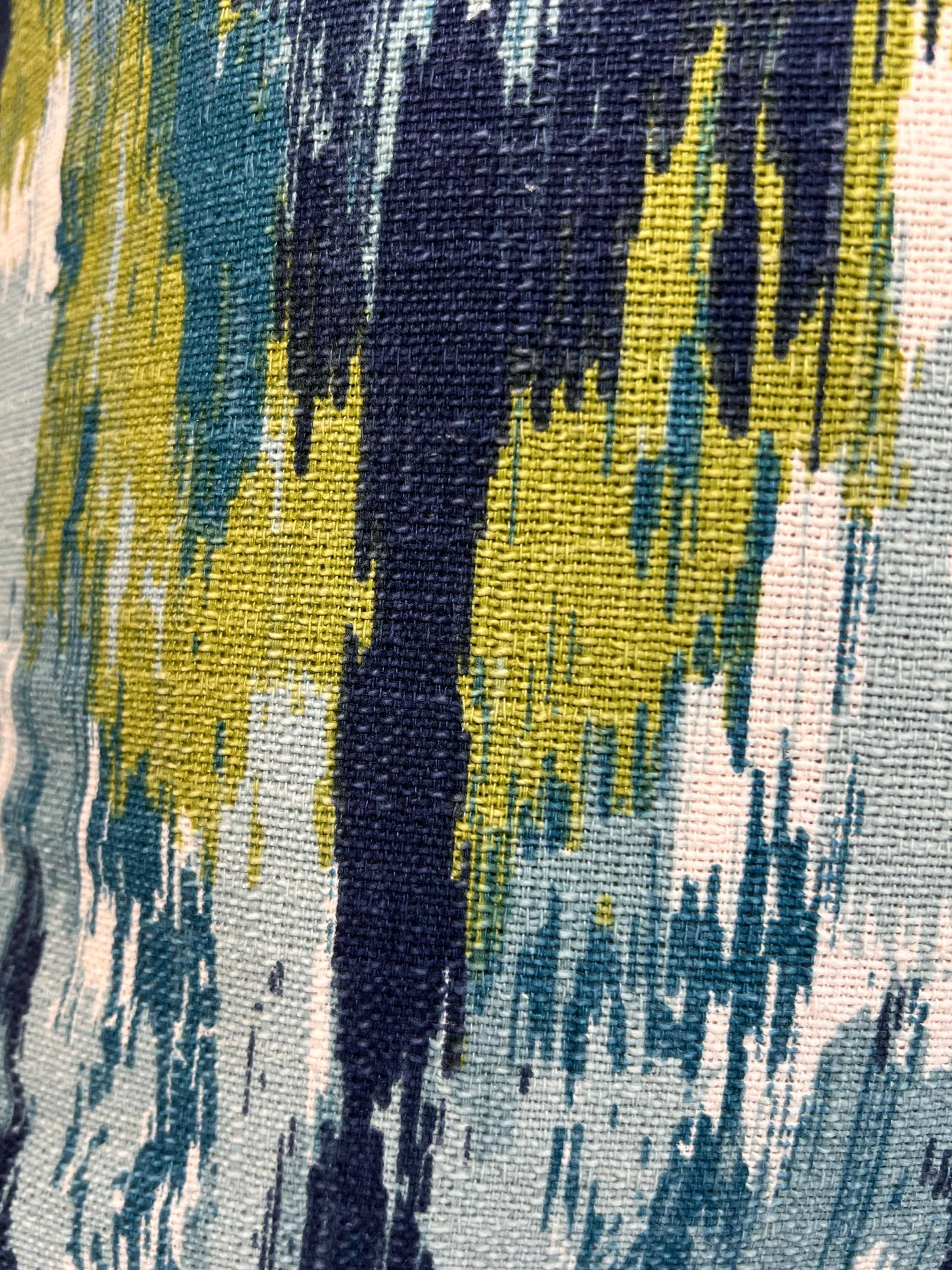 Blue Ikat Throw Pillow Cover, Abstract Design, Handmade in USA