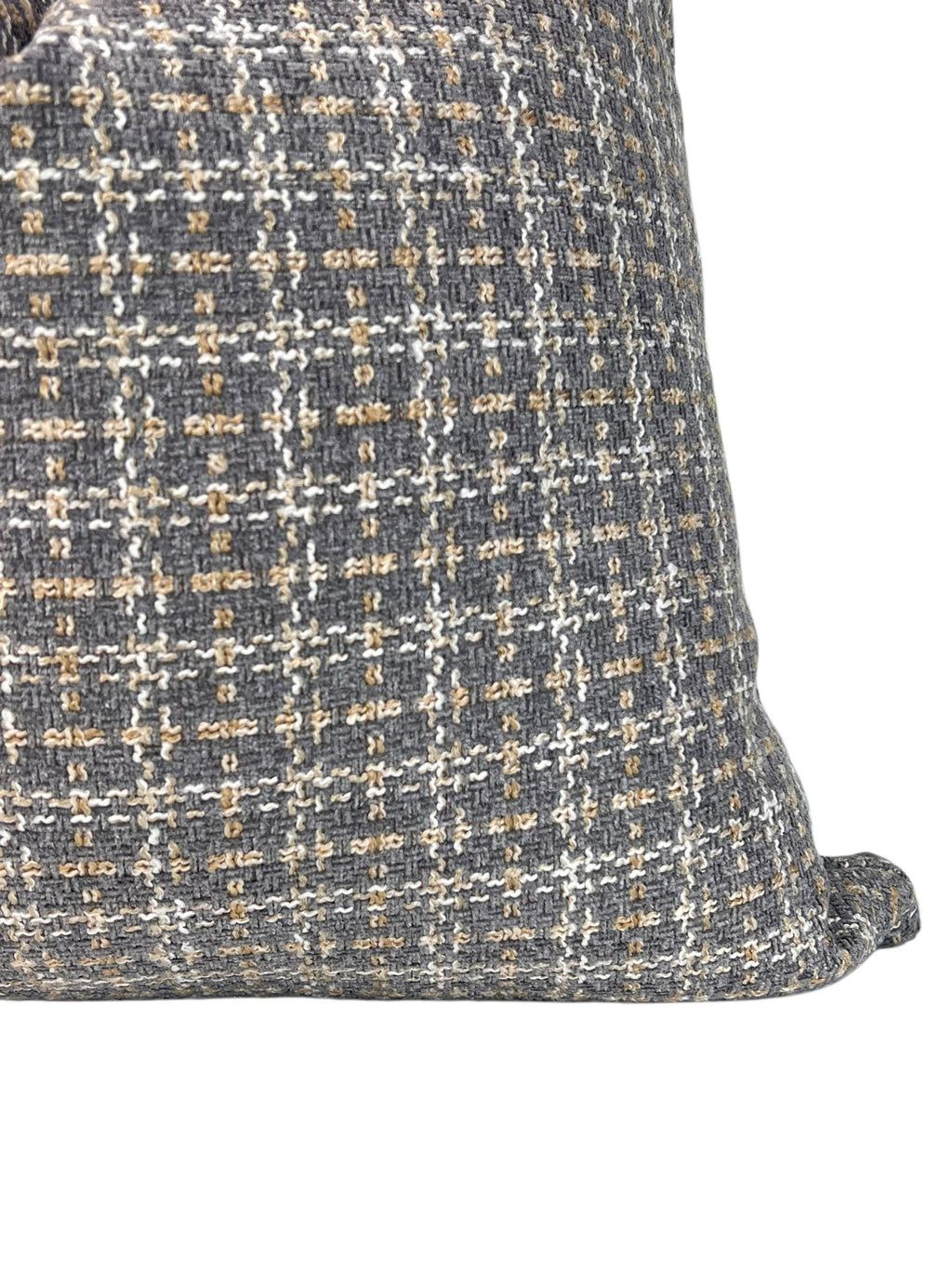 Handmade Brown Checkered Pillow Cover, Woven Plaid Cushion