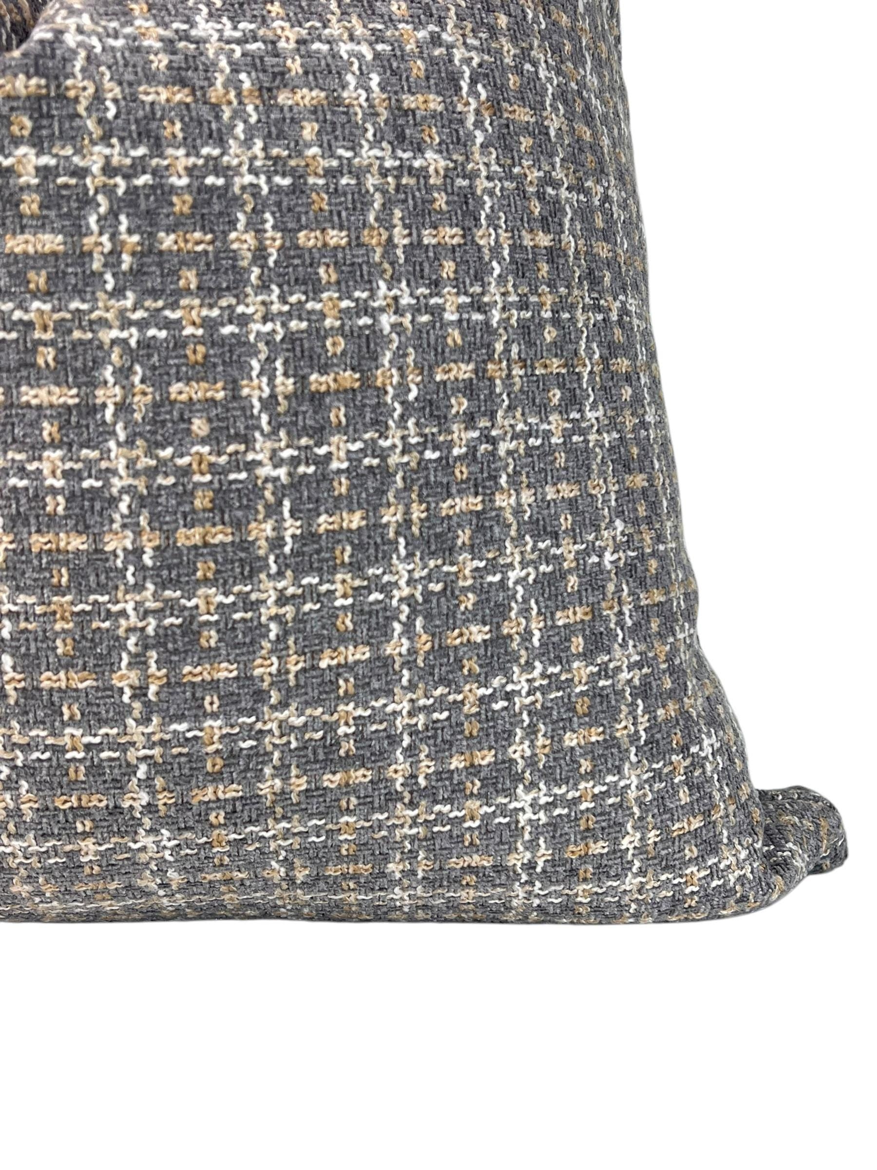Handmade Brown Checkered Pillow Cover, Woven Plaid Cushion