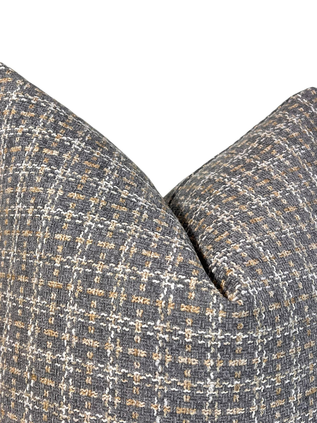 Handmade Brown Checkered Pillow Cover, Woven Plaid Cushion