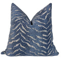 Handmade Persian Blue Zebra Print Pillow Cover, Navy Wildlife Cushion