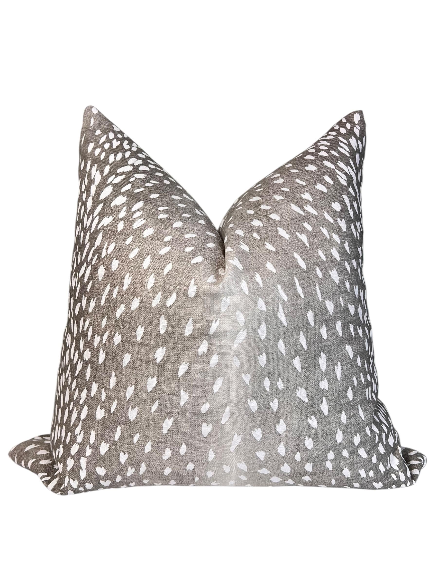 Gray Fawn Print Pillow Cover, Modern Animal Cushion