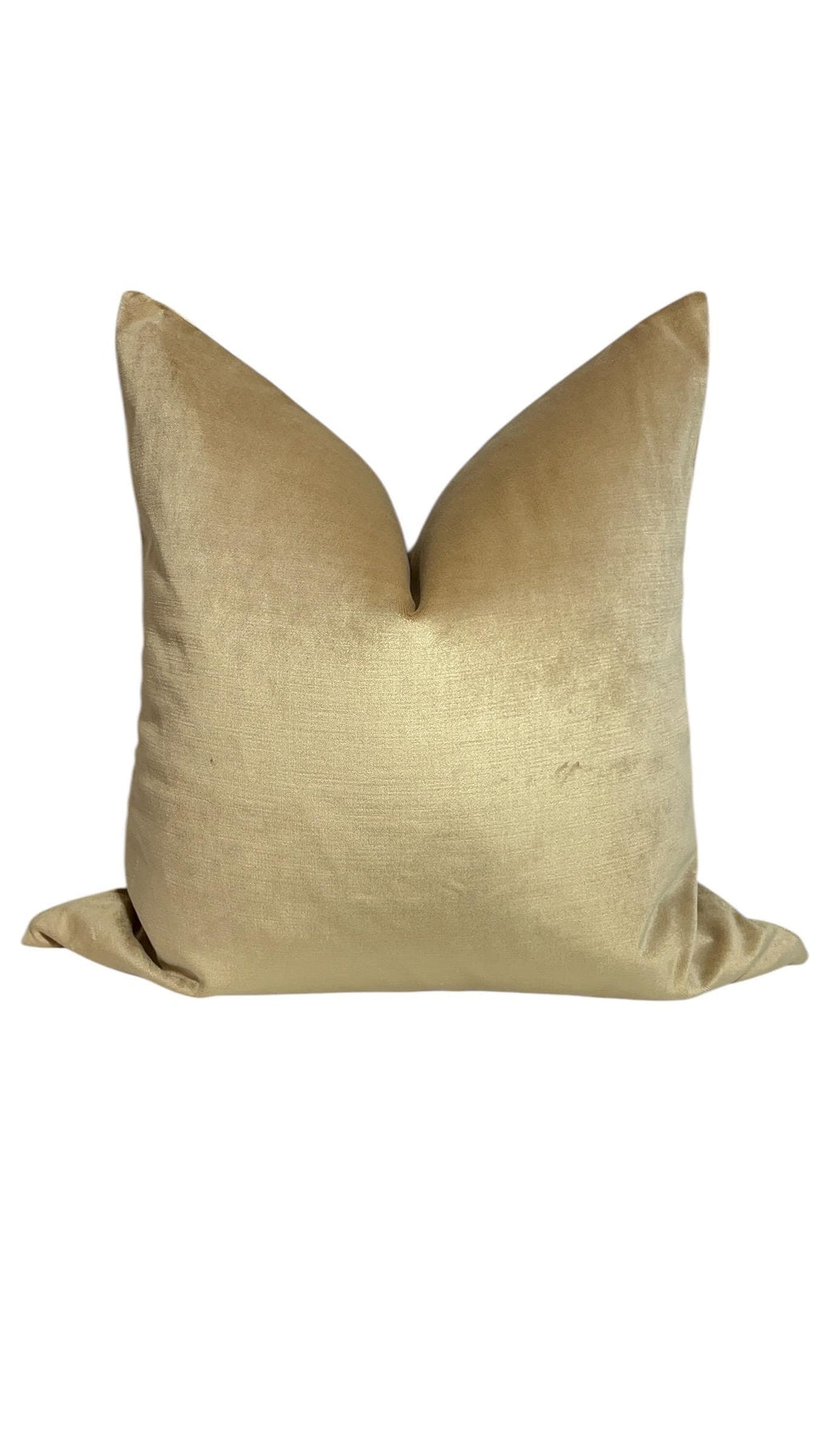 Champagne Velvet Pillow Cover, Golden Beige Linen, Handmade