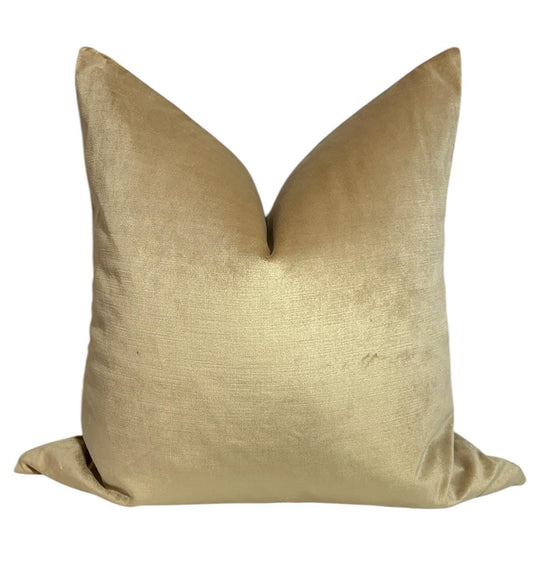 Rustic Gold Throw Pillow, Champagne Velvet Pillow Cover,  Golden Beige Linen Pillow Cover, Soft Gold Throw Pillow, Soft Velvet Pillow