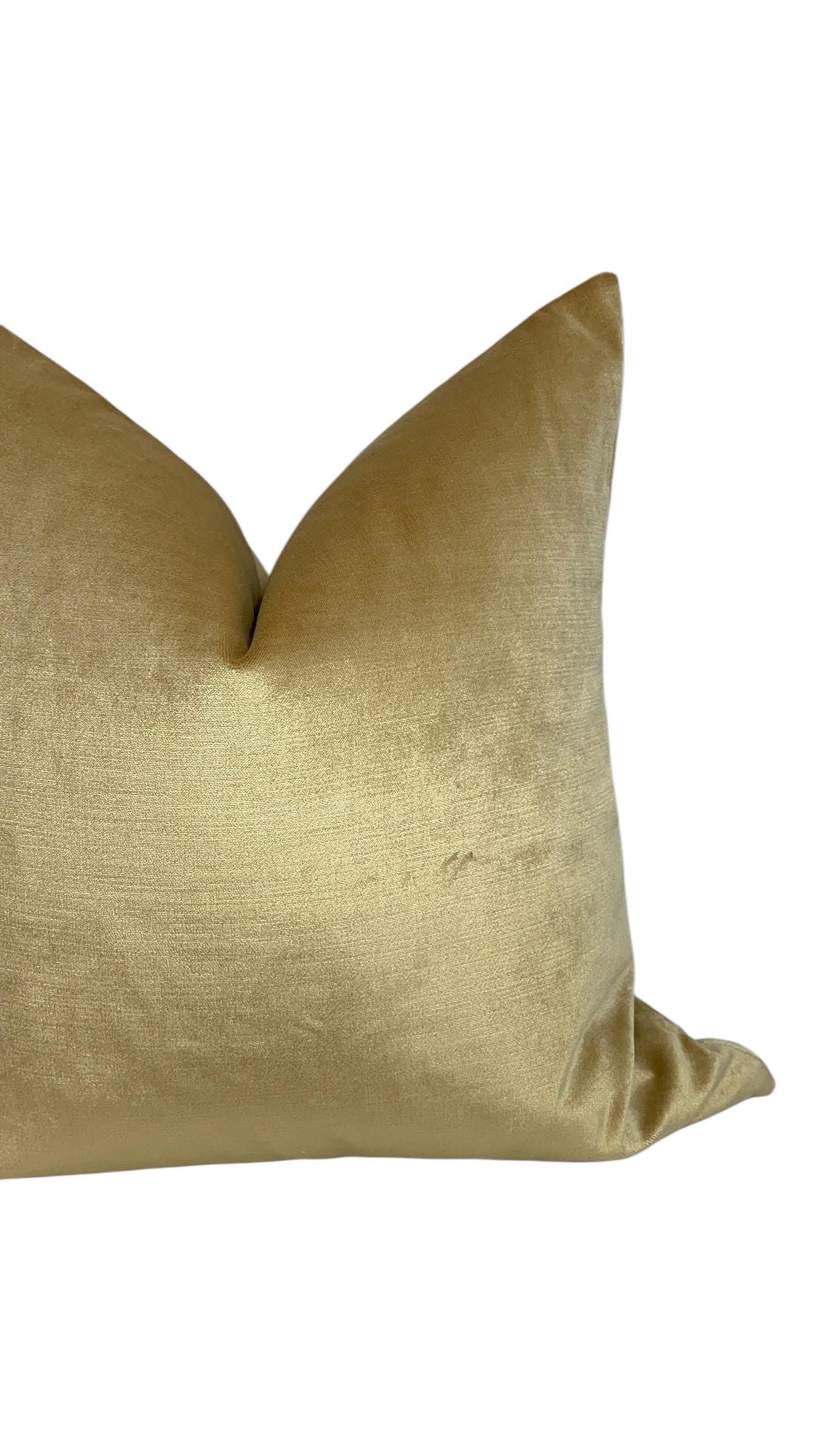 Champagne Velvet Pillow Cover, Golden Beige Linen, Handmade