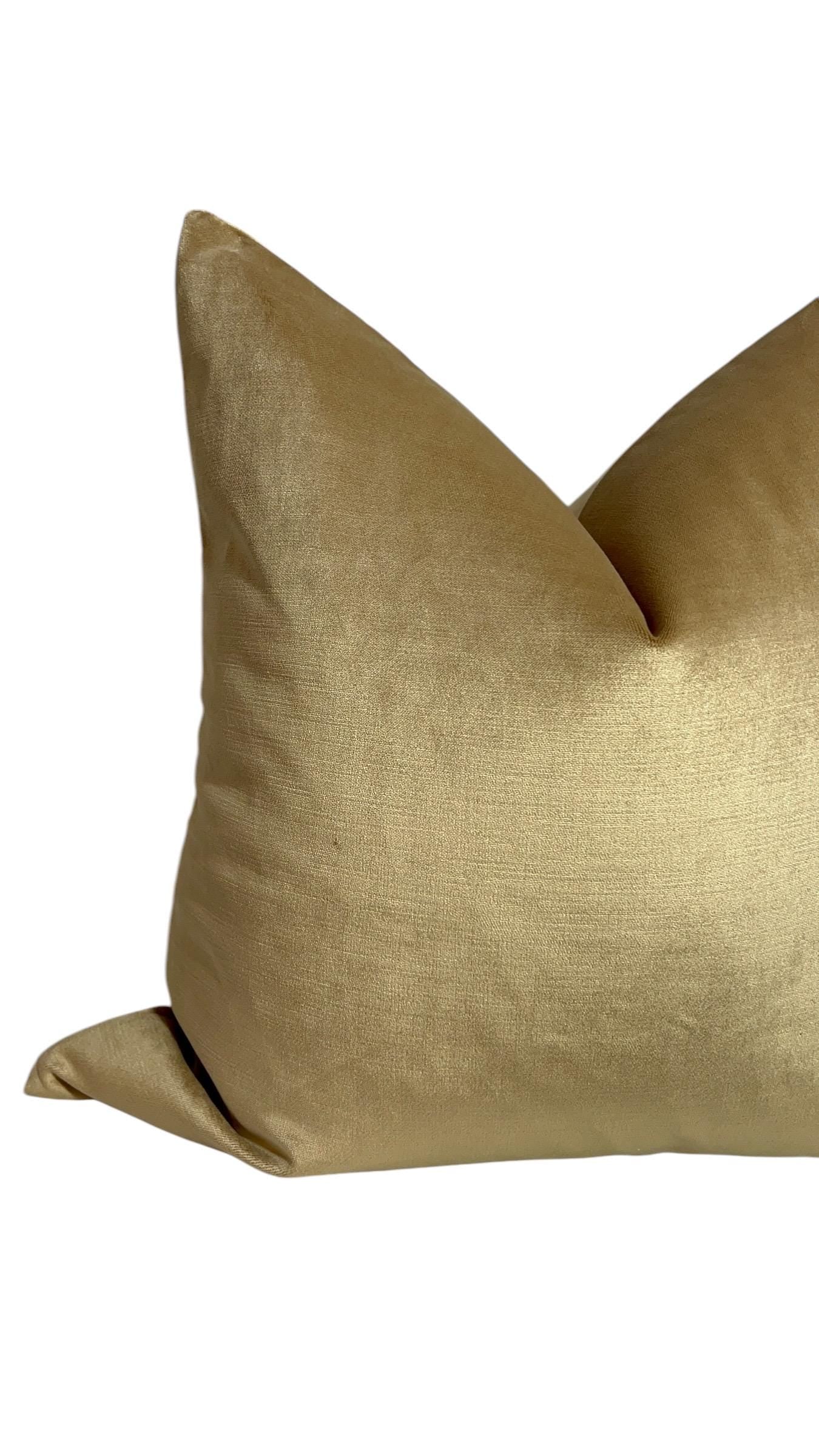 Champagne Velvet Pillow Cover, Golden Beige Linen, Handmade