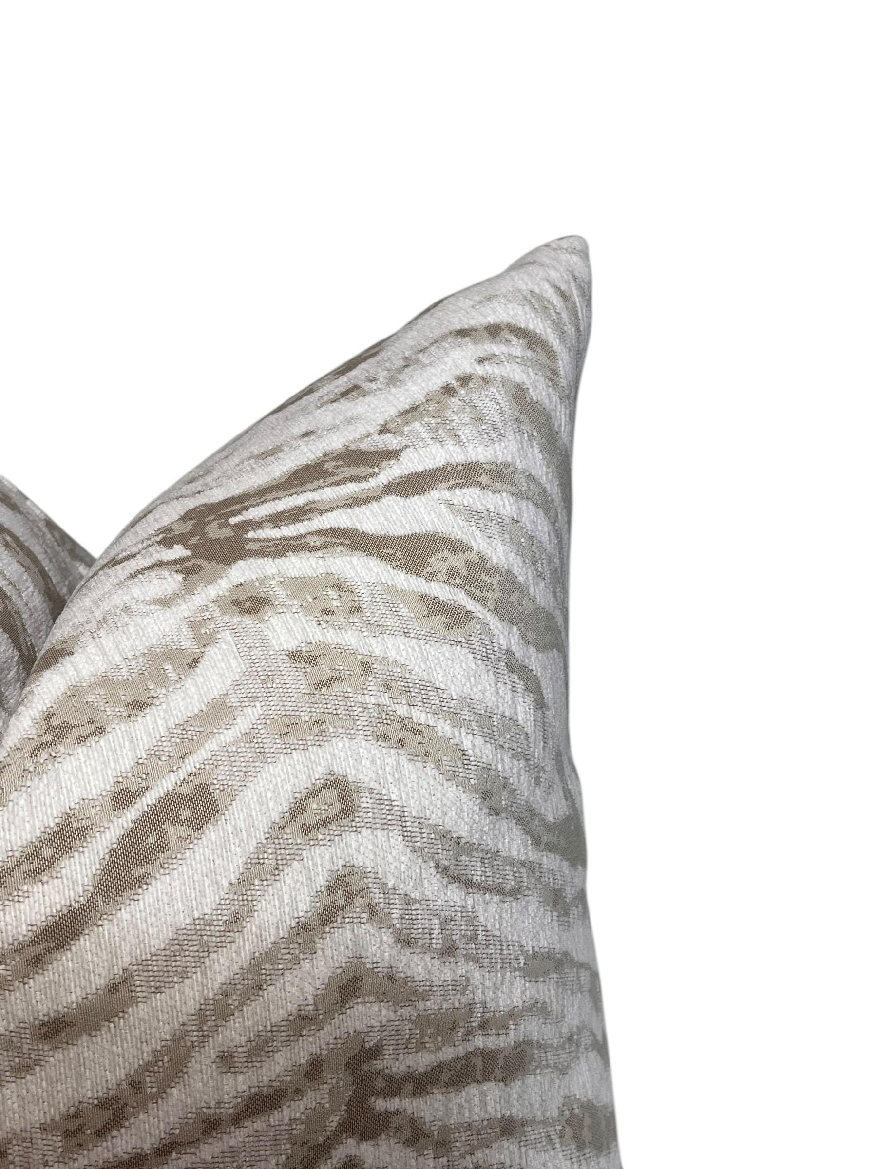 Neutral Zebra Print Pillow Cover, Beige Safari Cushion, Handmade in USA