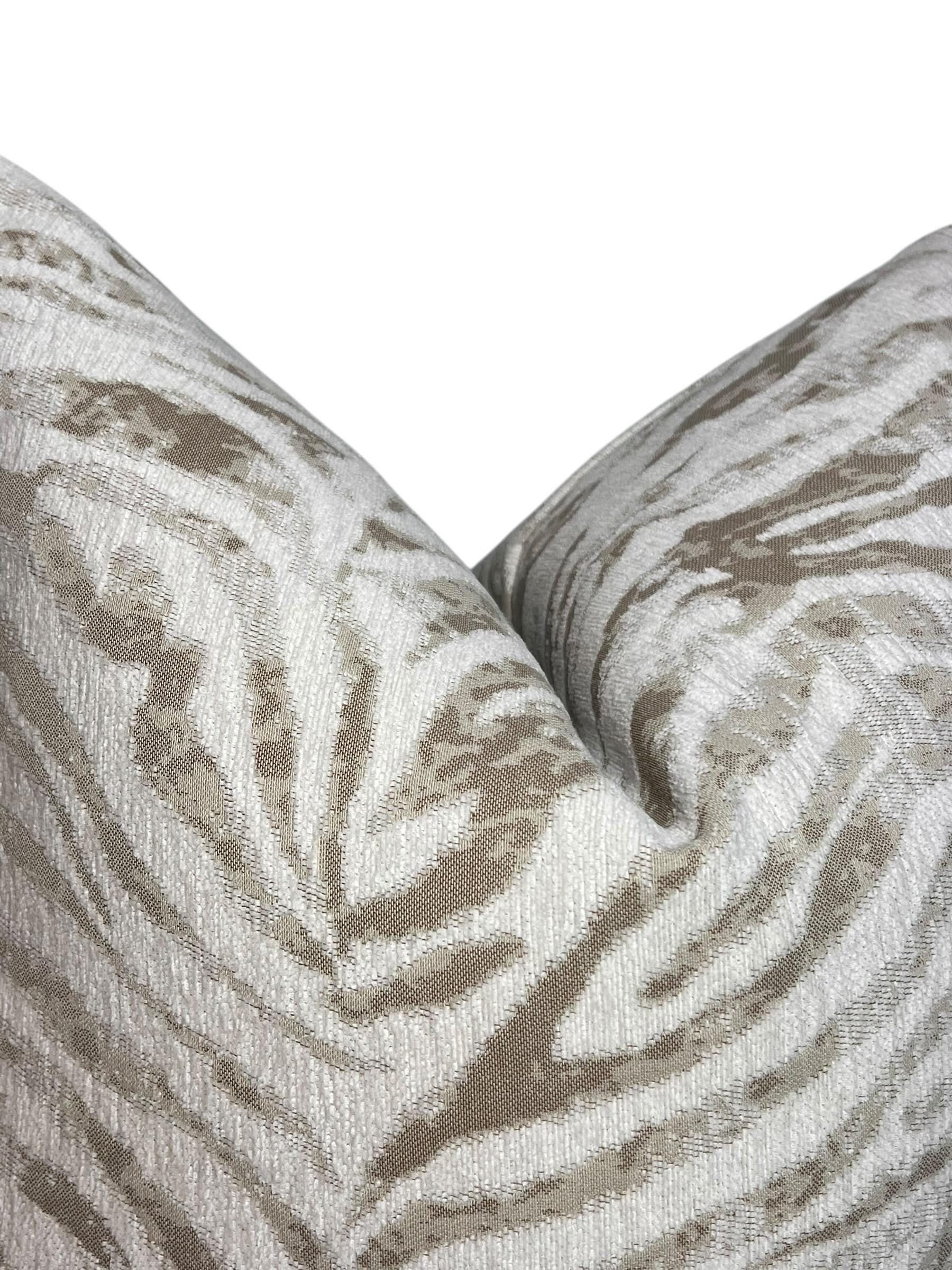 Neutral Zebra Print Pillow Cover, Beige Safari Cushion, Handmade in USA