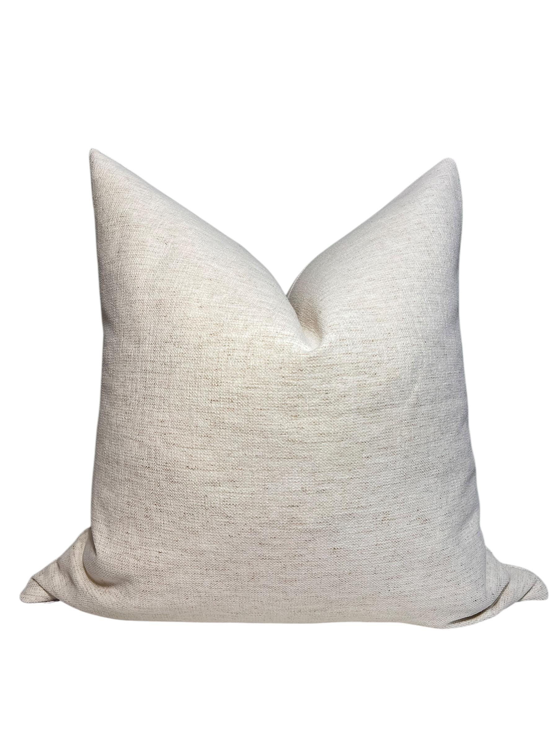 Neutral Throw Pillow Cover Set, Beige Textured Cushions, USA Handcrafted