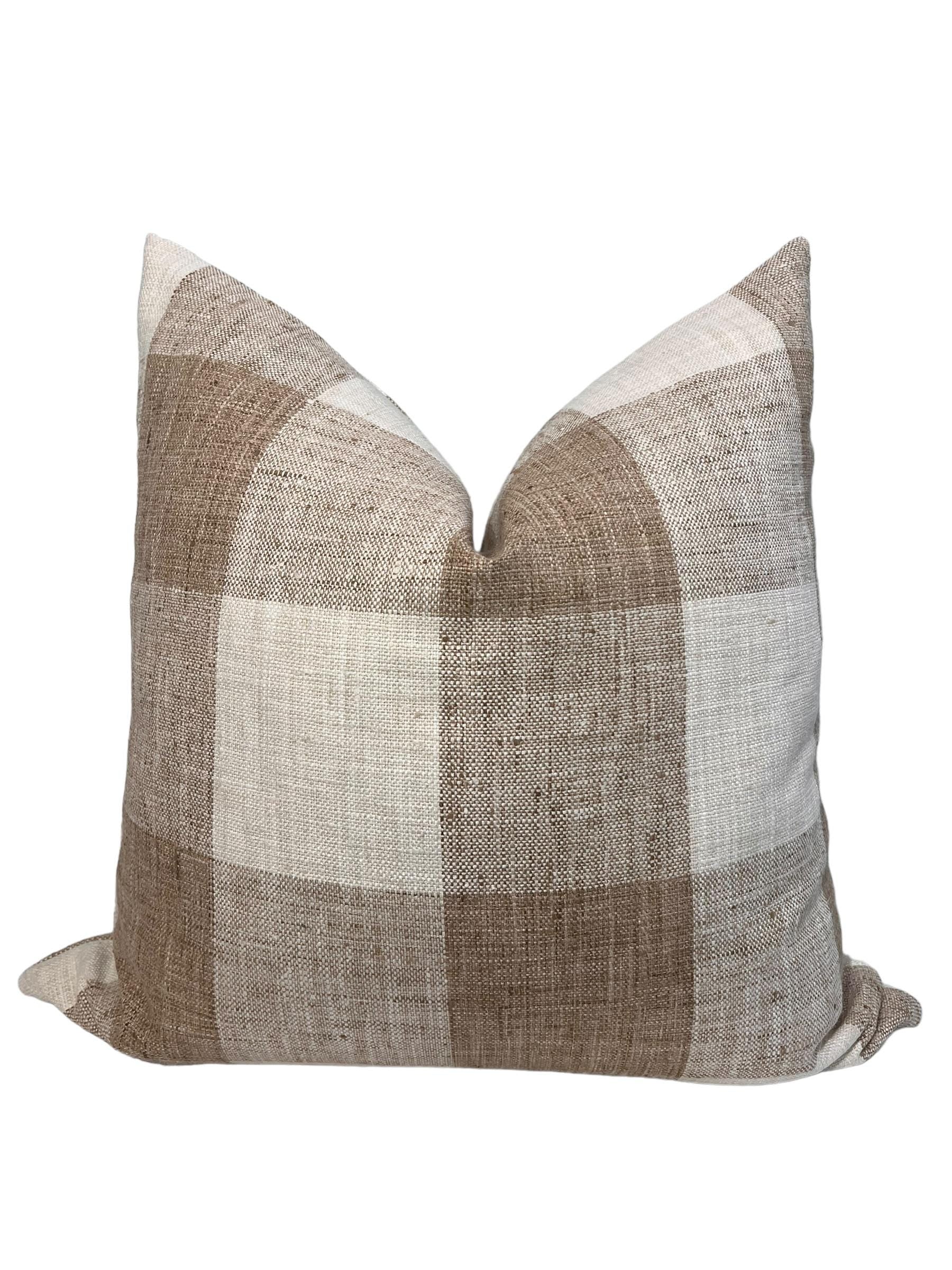 Plaid Pillow Set, Boho Textured cushions, Neutral decorative Pillow Cover Combo, Beige and cream pillows, Set of throw pillow Covers,
