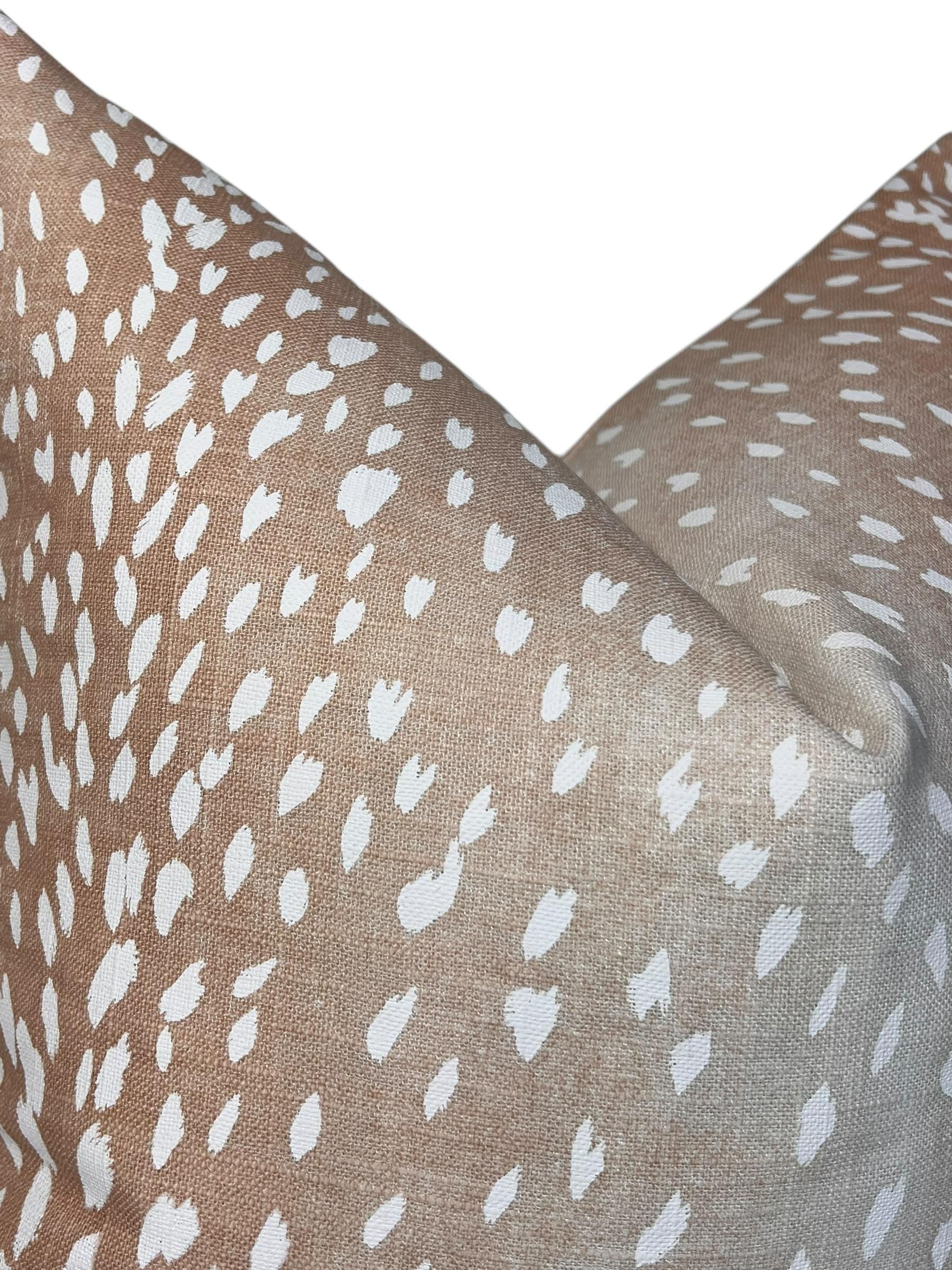 Antelope Print Pillow Cover, Beige Fawn Animal Cushion, Handmade USA