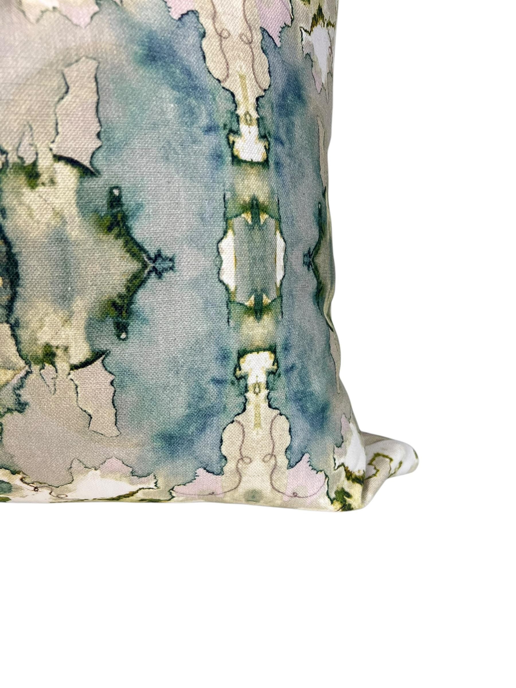 Dutchess Juniper Pillow Cover, Blue - Green Contemporary Pillow, Abstract Watercolor Pillow