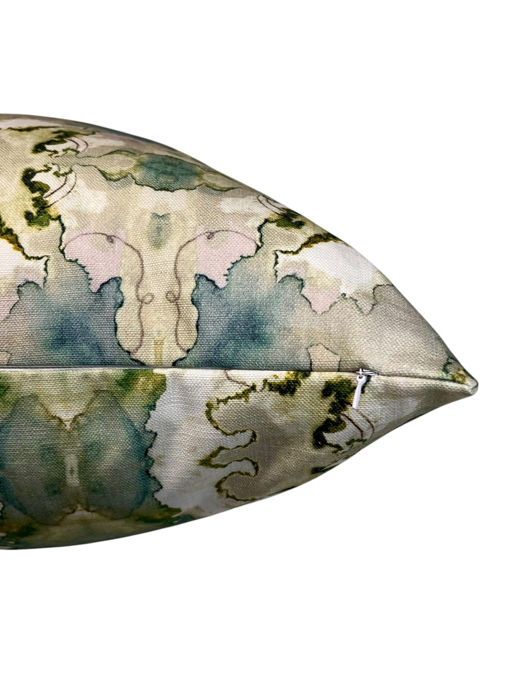 Dutchess Juniper Pillow Cover, Blue - Green Contemporary Pillow, Abstract Watercolor Pillow