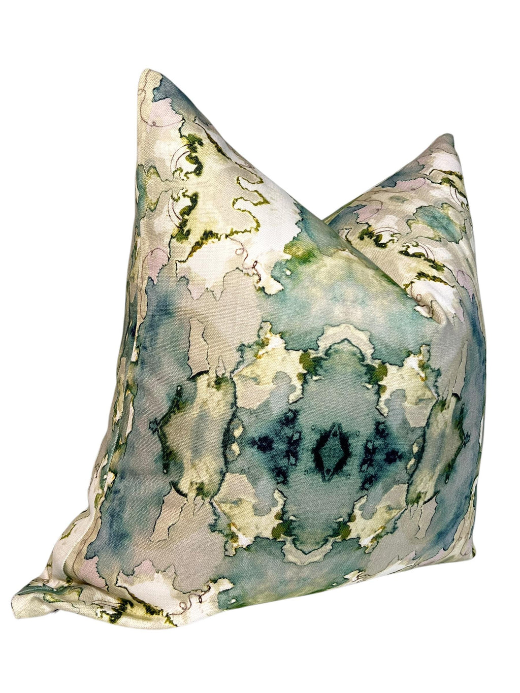 Dutchess Juniper Pillow Cover, Blue - Green Contemporary Pillow, Abstract Watercolor Pillow