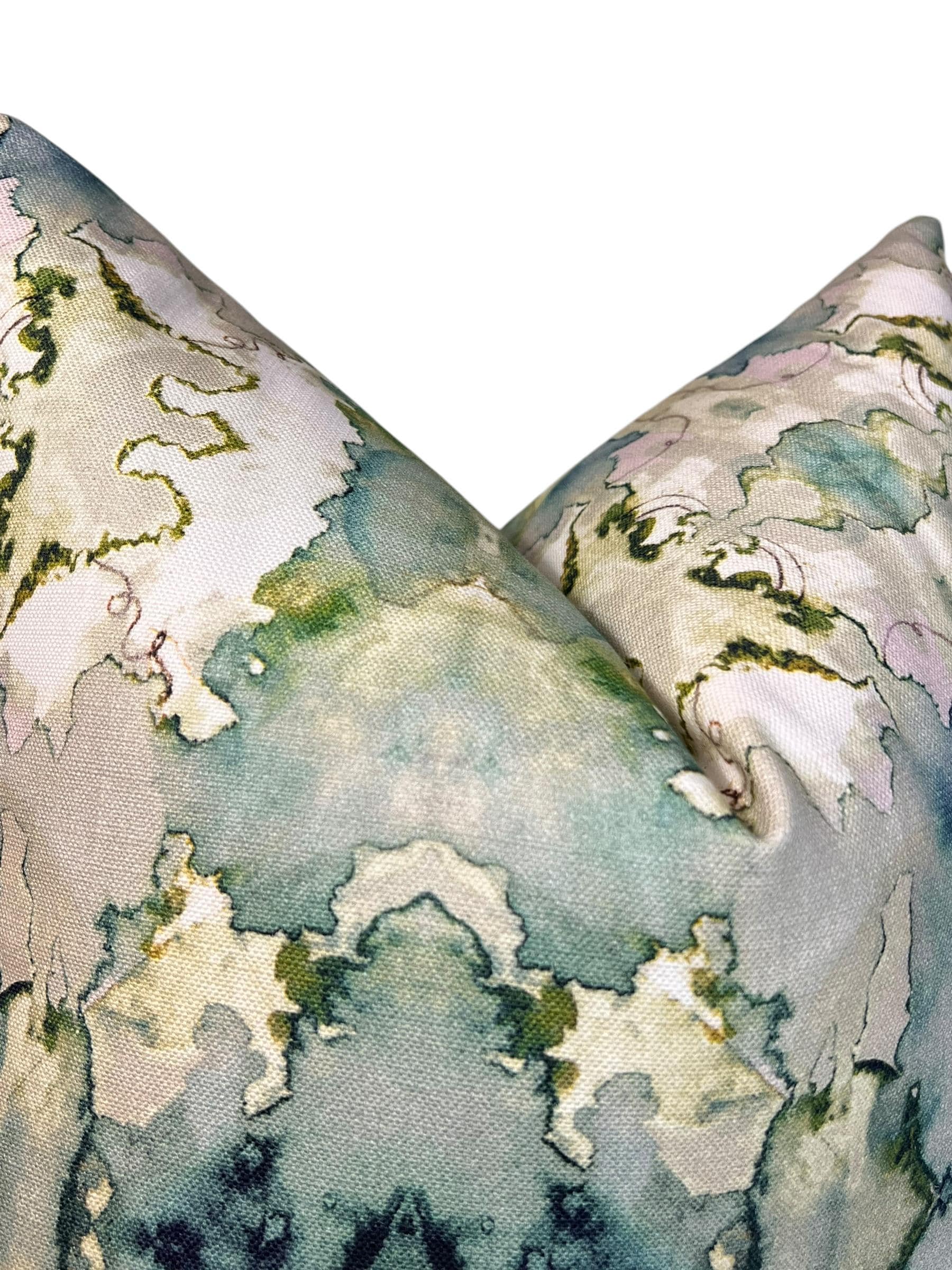 Dutchess Juniper Pillow Cover, Blue - Green Contemporary Pillow, Abstract Watercolor Pillow