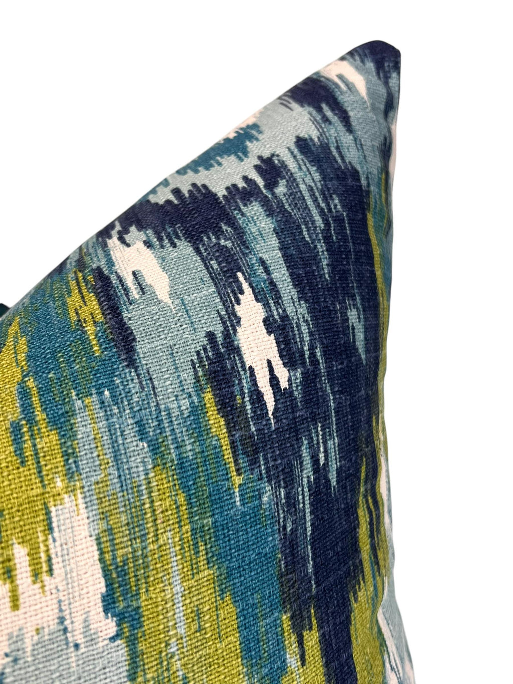 Blue Ikat Throw Pillow Cover, Abstract Design, Handmade in USA
