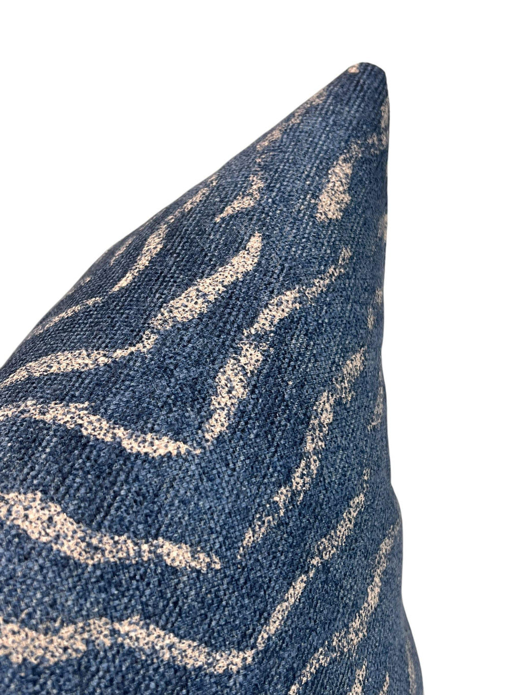 Handmade Persian Blue Zebra Print Pillow Cover, Navy Wildlife Cushion