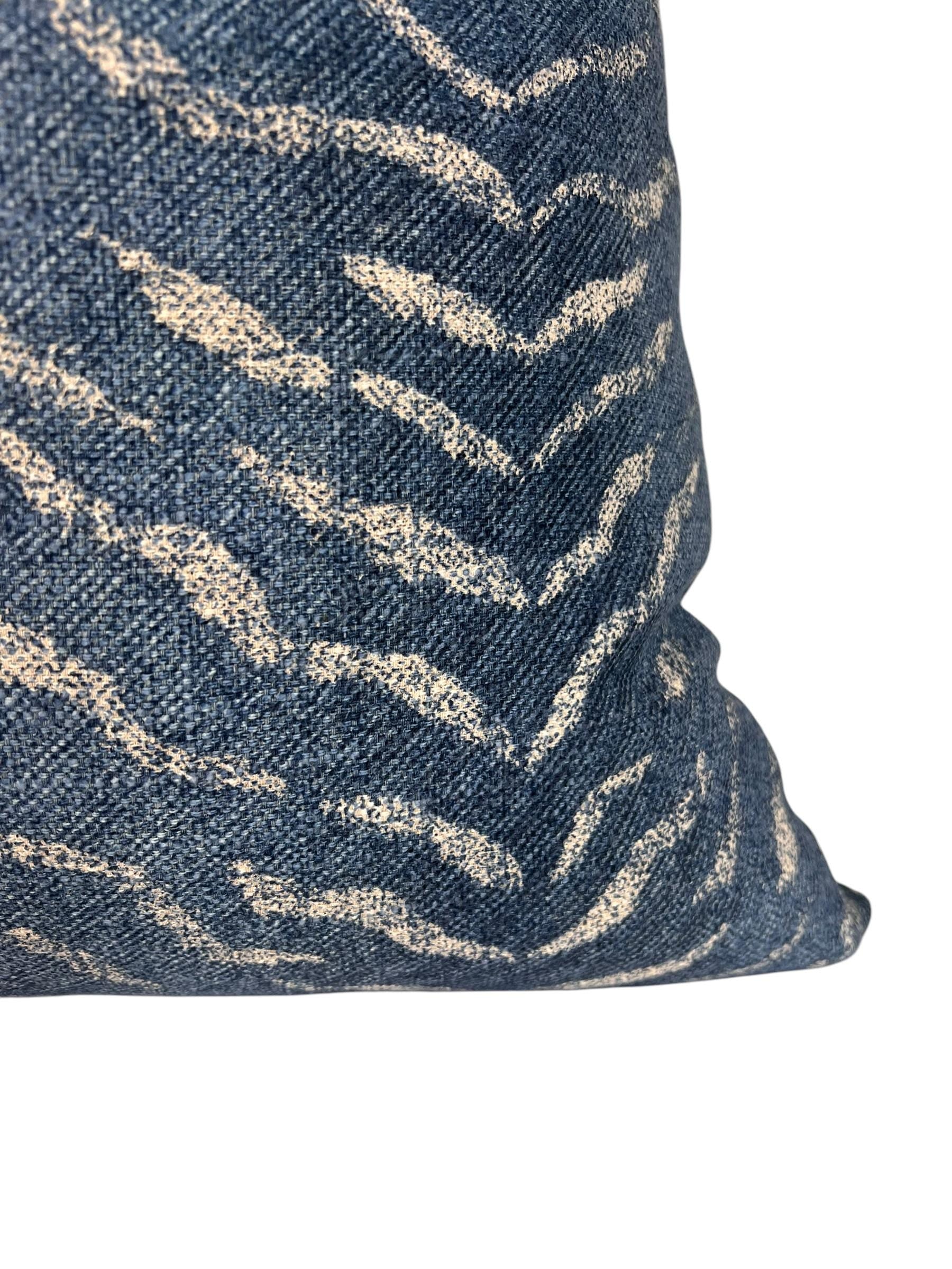 Handmade Persian Blue Zebra Print Pillow Cover, Navy Wildlife Cushion