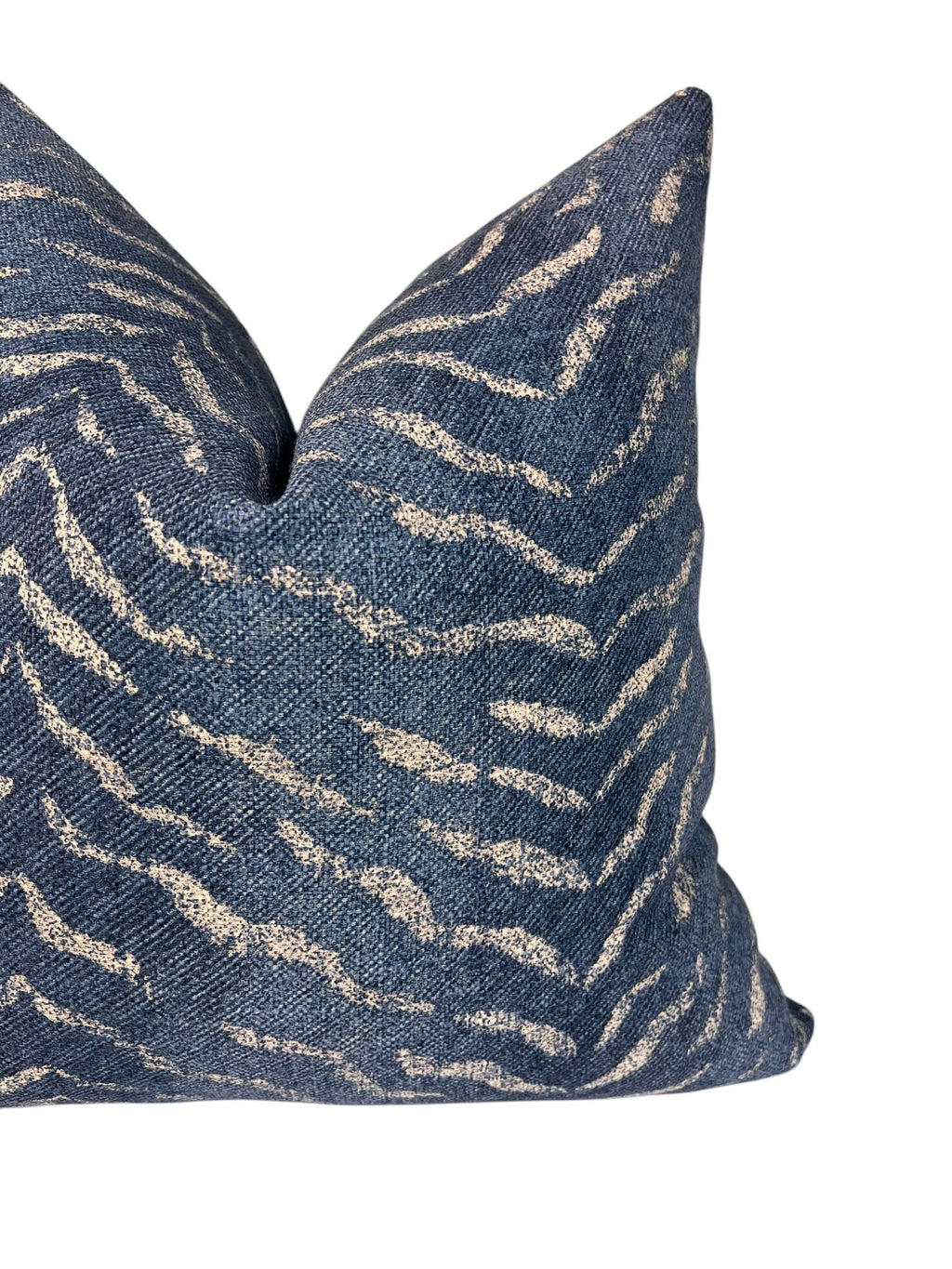 Handmade Persian Blue Zebra Print Pillow Cover, Navy Wildlife Cushion