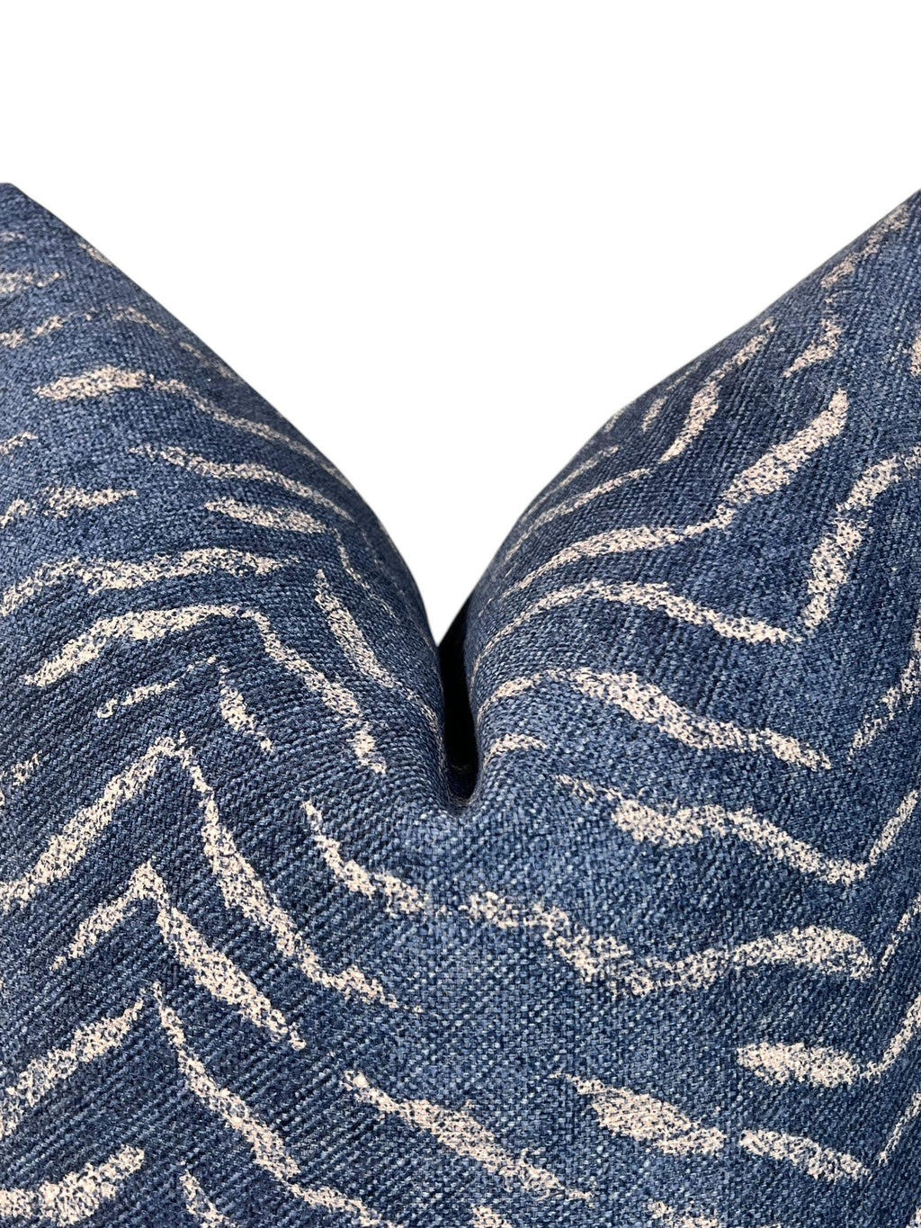 Handmade Persian Blue Zebra Print Pillow Cover, Navy Wildlife Cushion